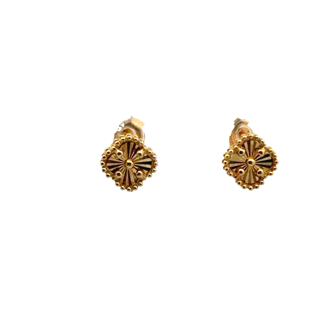 Yellow Gold Floral Stud Earrings