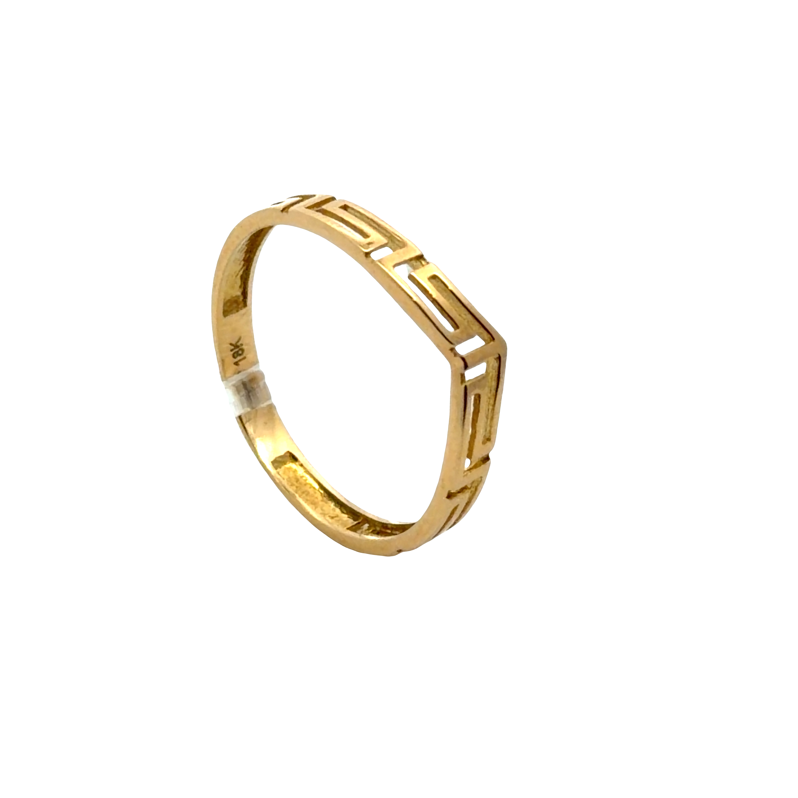 18K Yellow Gold Greek Key Pattern Band Ring