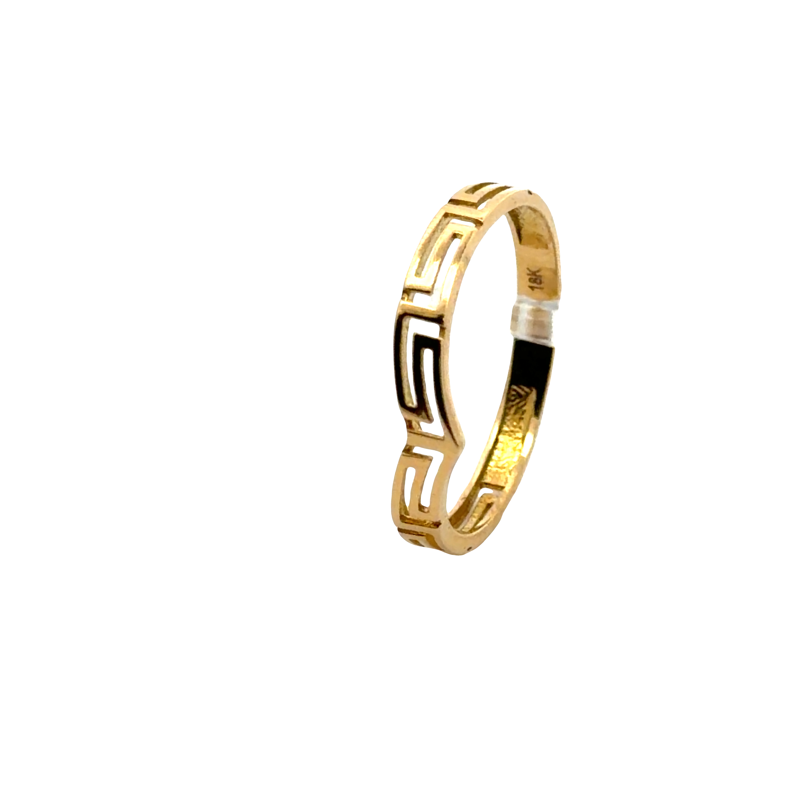 18K Yellow Gold Greek Key Pattern Band Ring