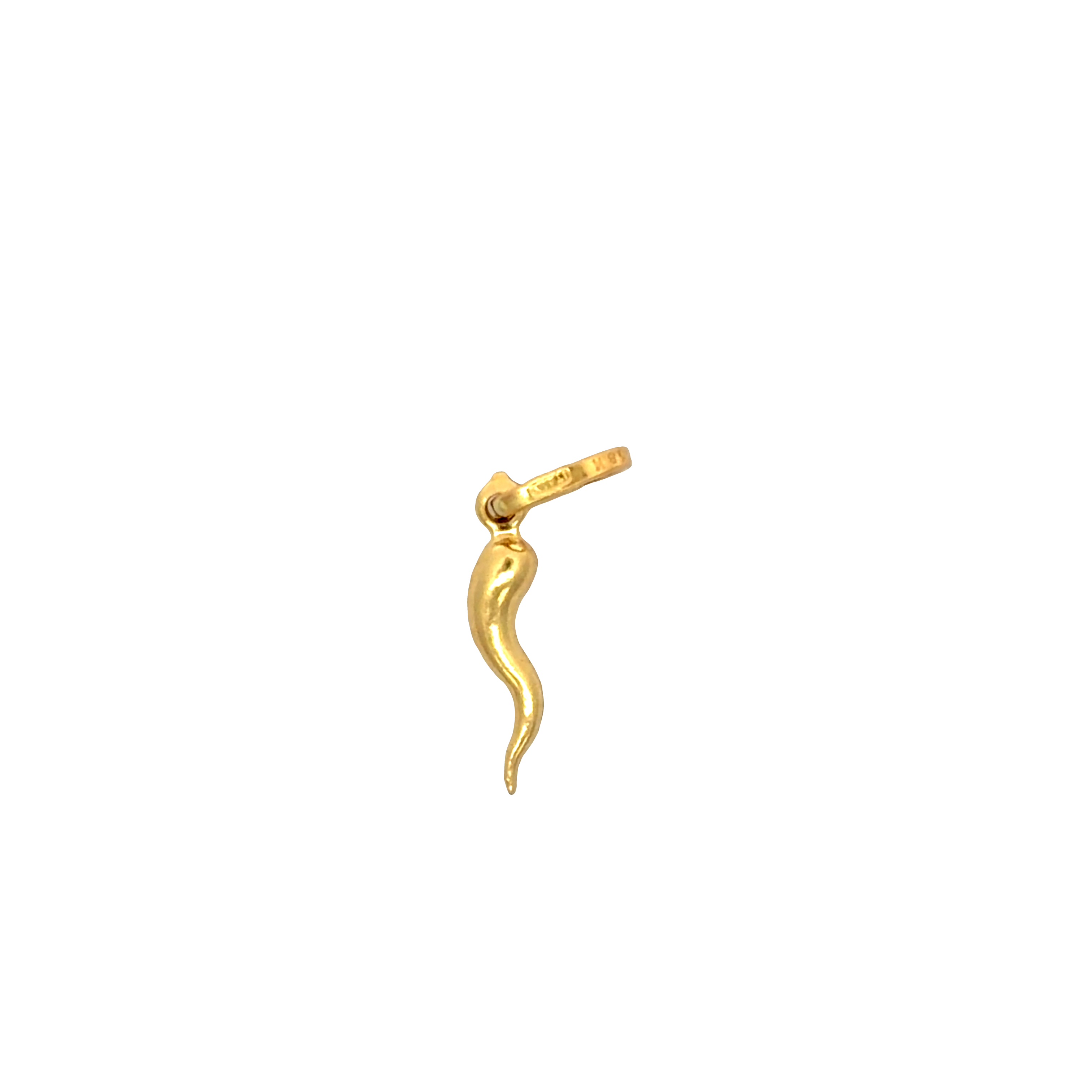 18K Yellow Gold Italian Horn Cornicello Pendant Charm