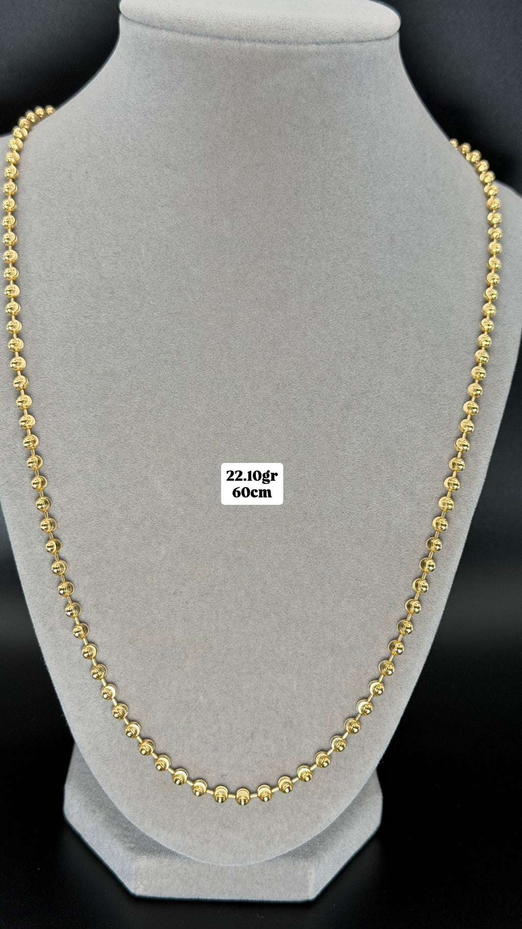 Textured Yellow Gold Beaded Chain Necklace