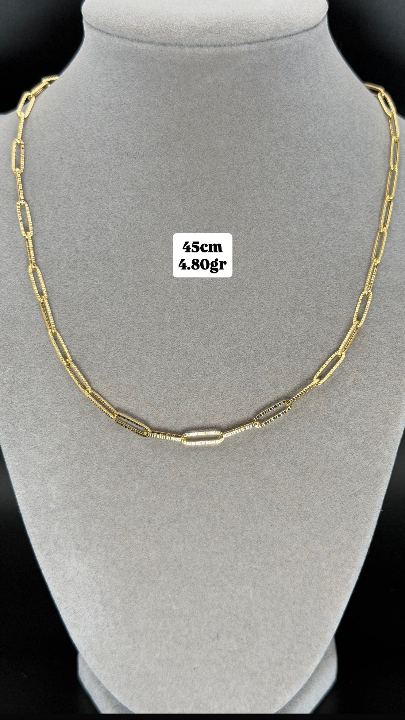 Pavé Paperclip Chain Necklace in Yellow Gold