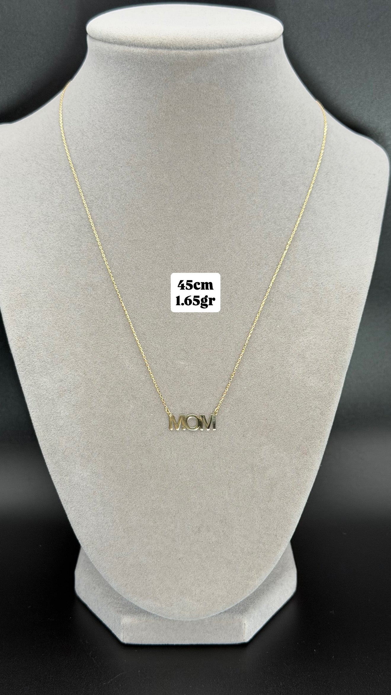 Yellow Gold 'MOM' Monogram Necklace