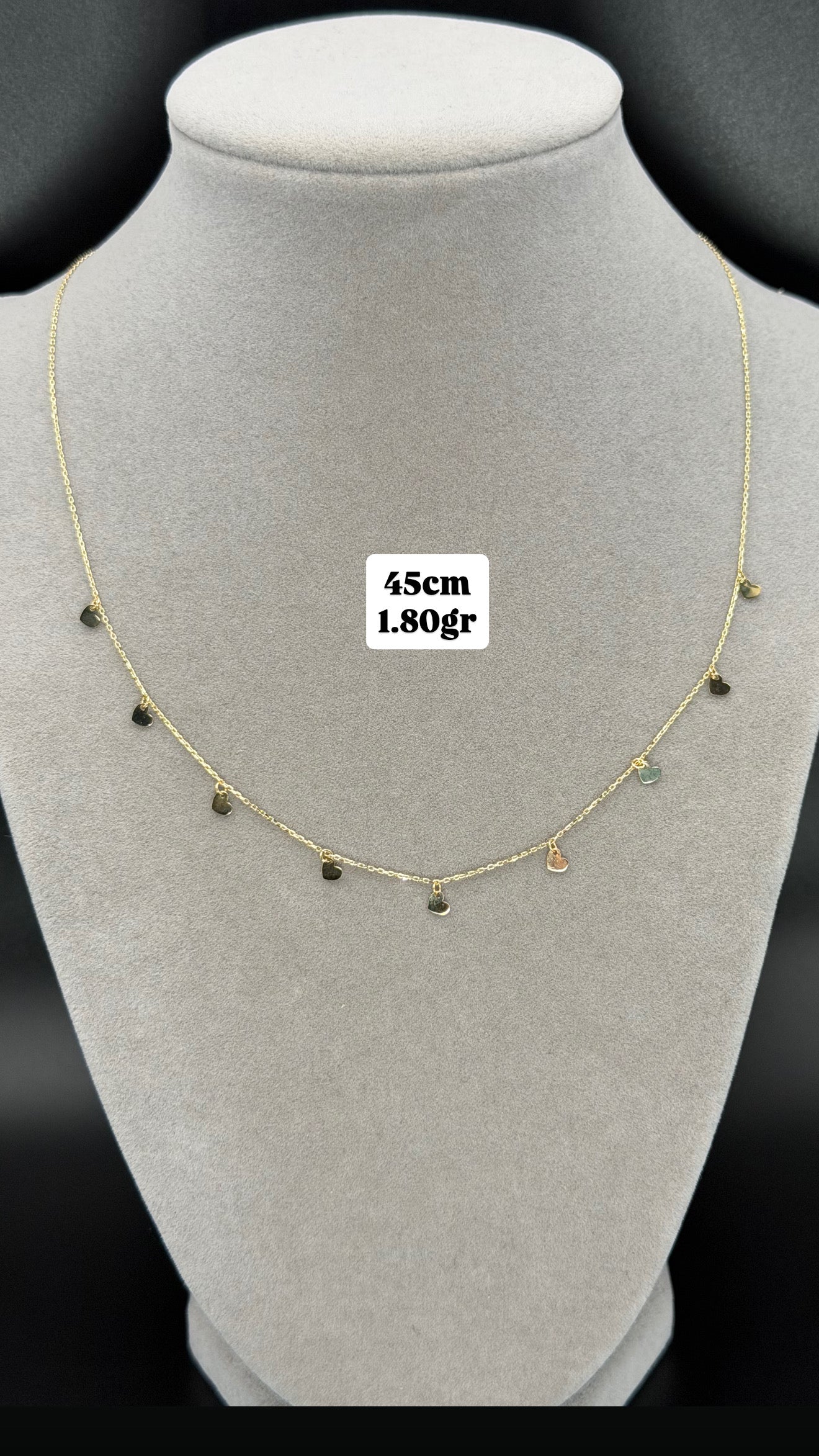 Delicate Yellow Gold Dangle Heart Charm Necklace
