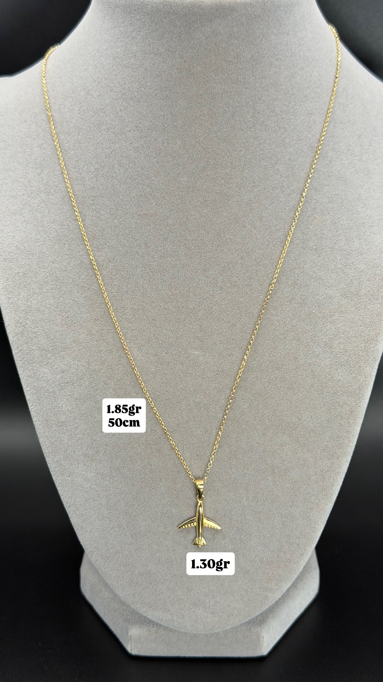 Yellow Gold Airplane Pendant Necklace