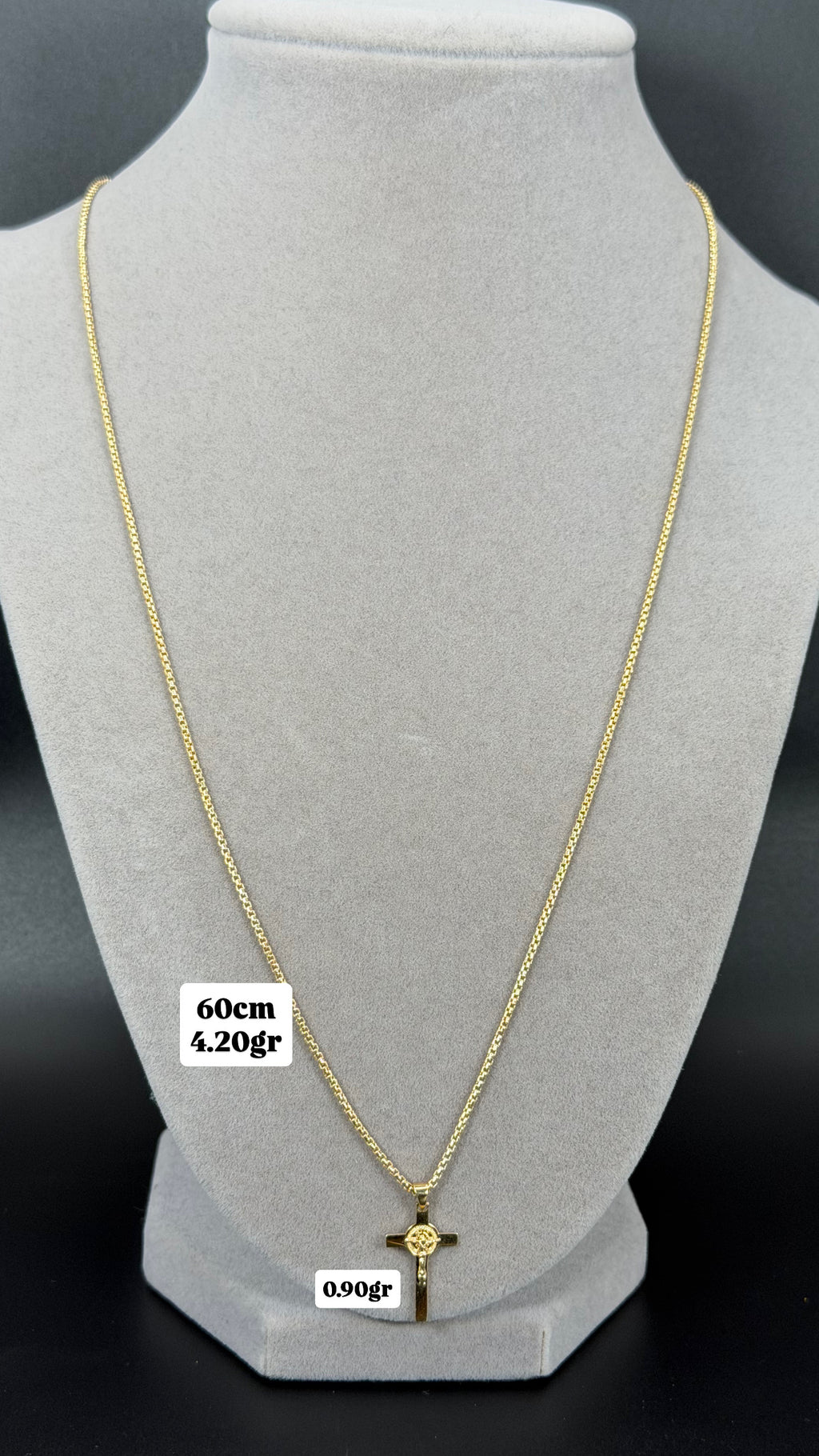 Yellow Gold Chain Necklace with Cross Pendant