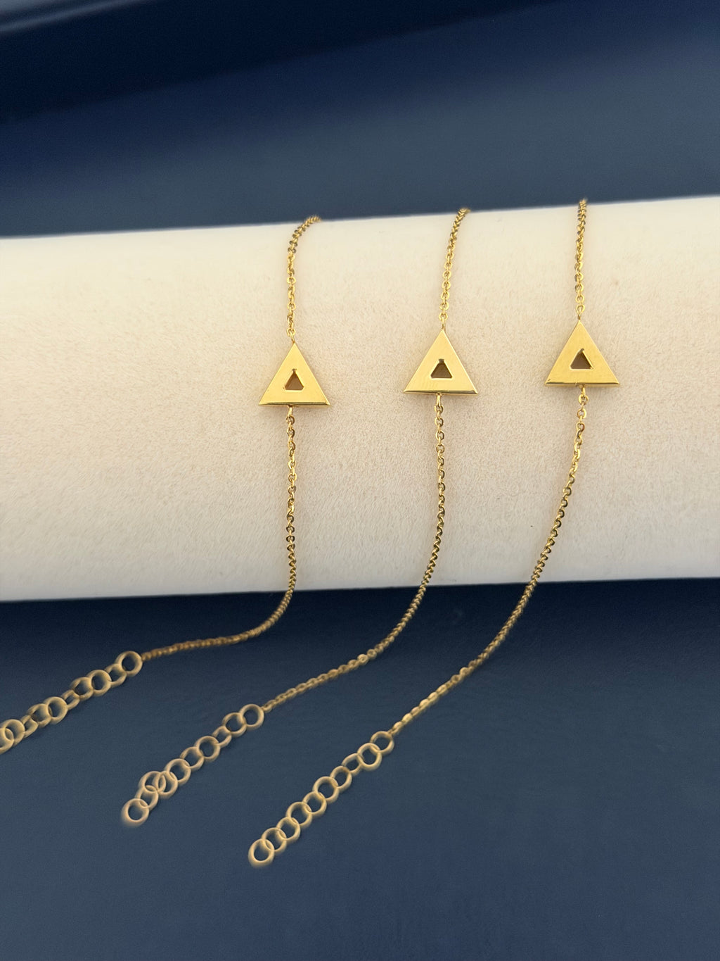Geometric Triangle Charm Chain Bracelet in Yellow Gold