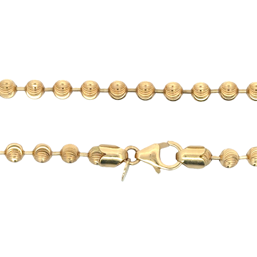 Textured Yellow Gold Beaded Chain Necklace