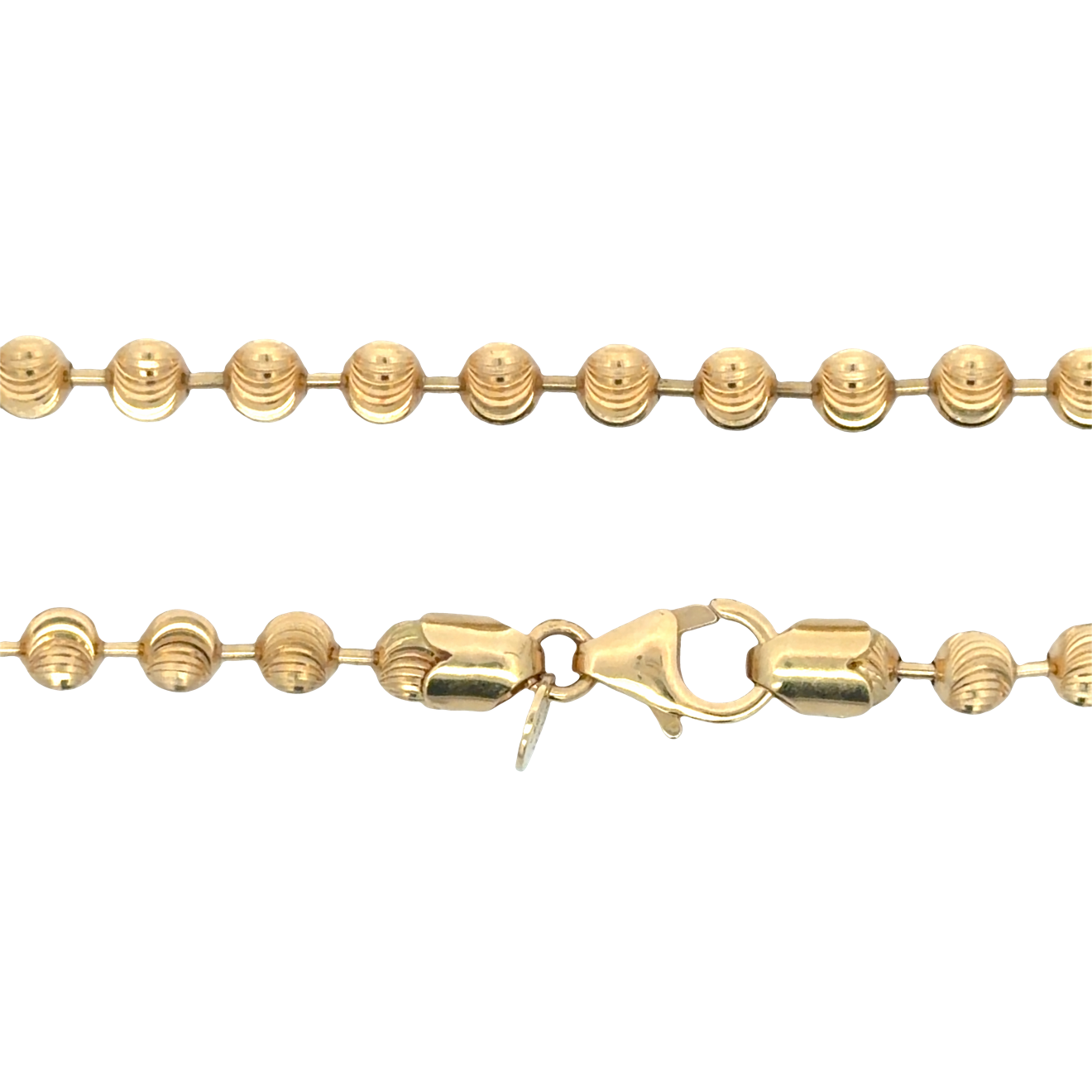 Textured Yellow Gold Beaded Chain Necklace