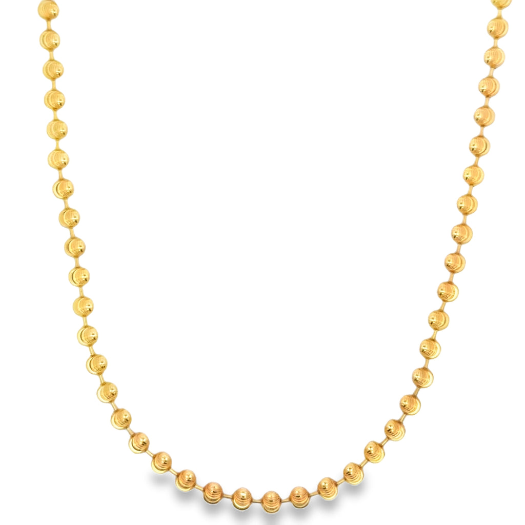 Textured Yellow Gold Beaded Chain Necklace