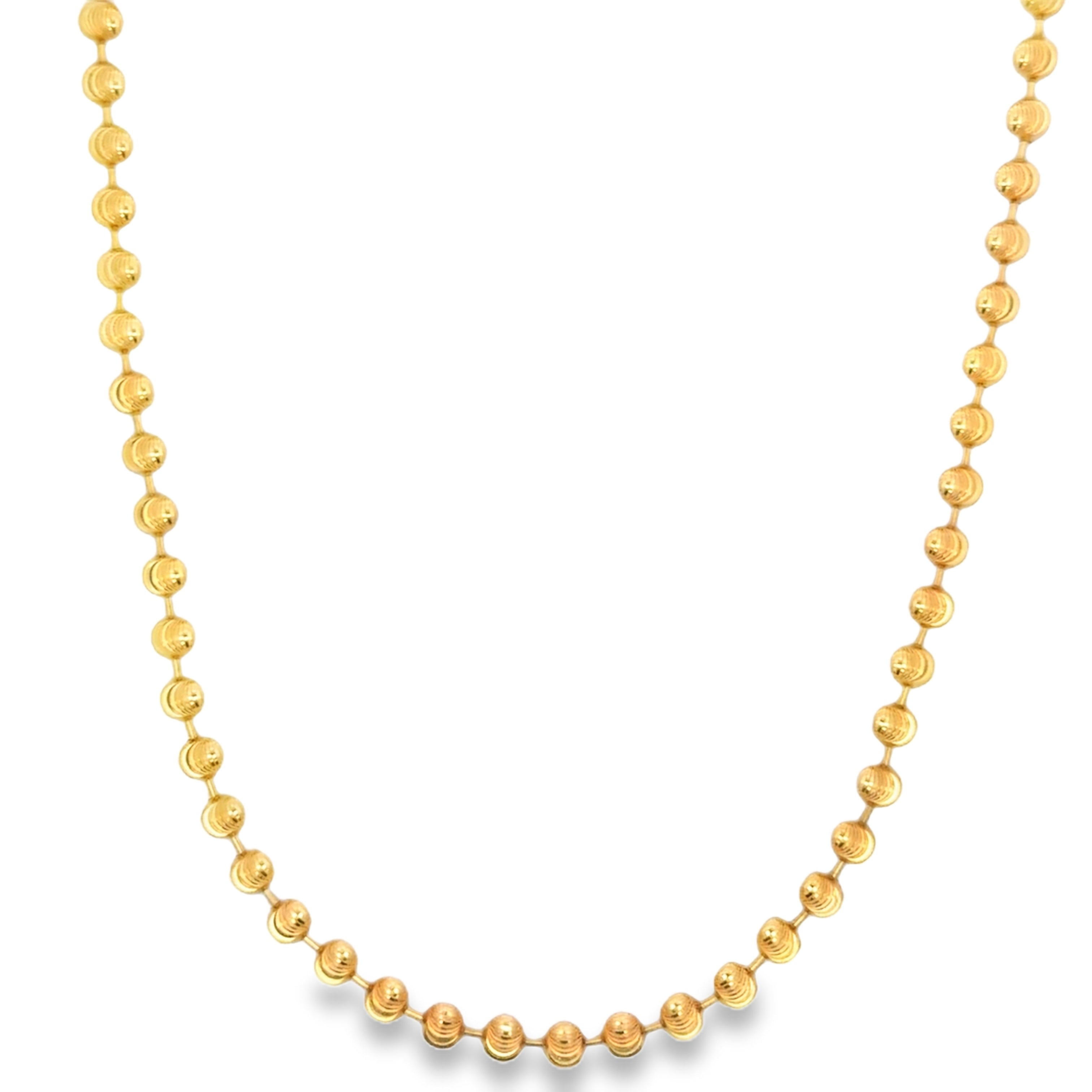 Textured Yellow Gold Beaded Chain Necklace