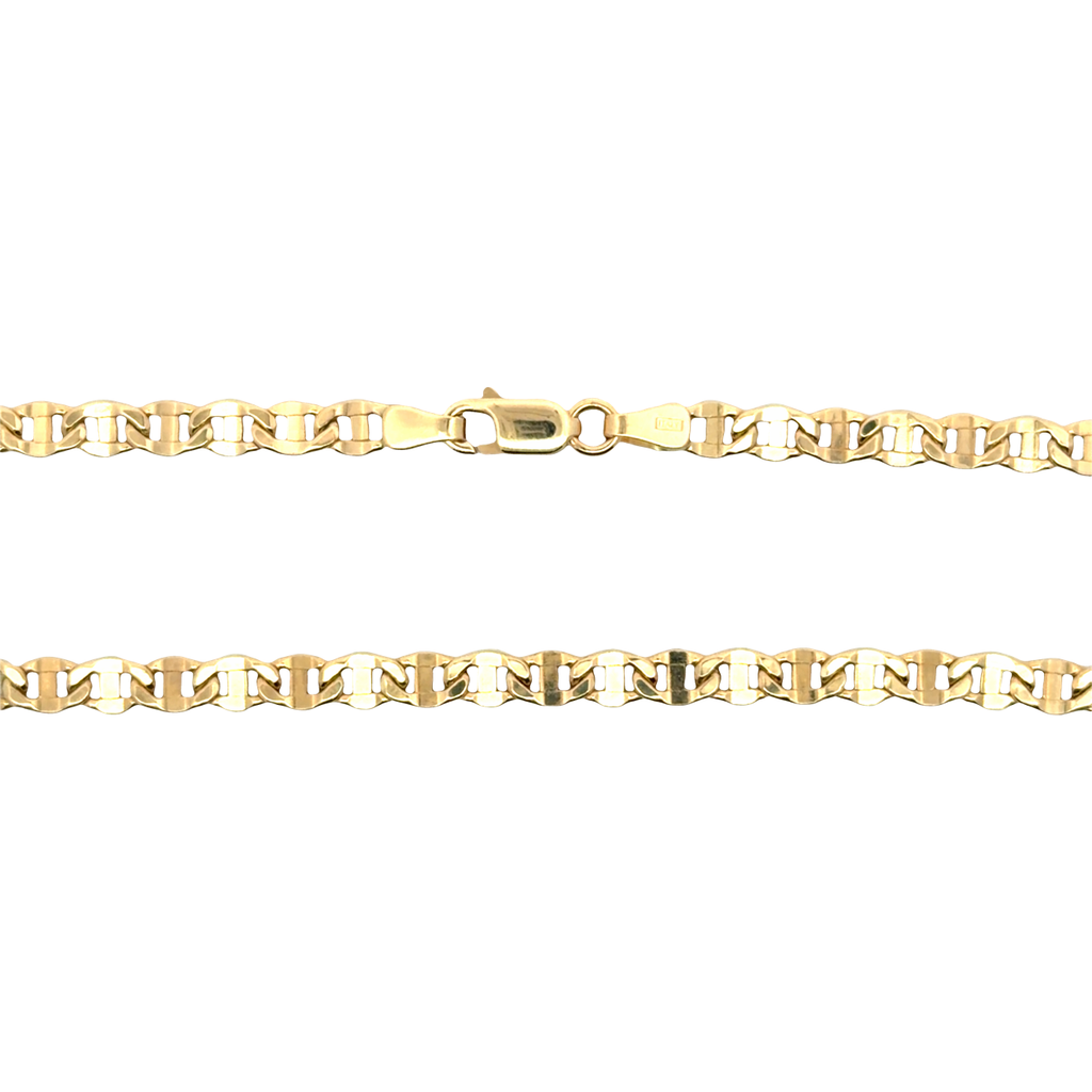 Yellow Gold Crucifix Pendant on Mariner Chain