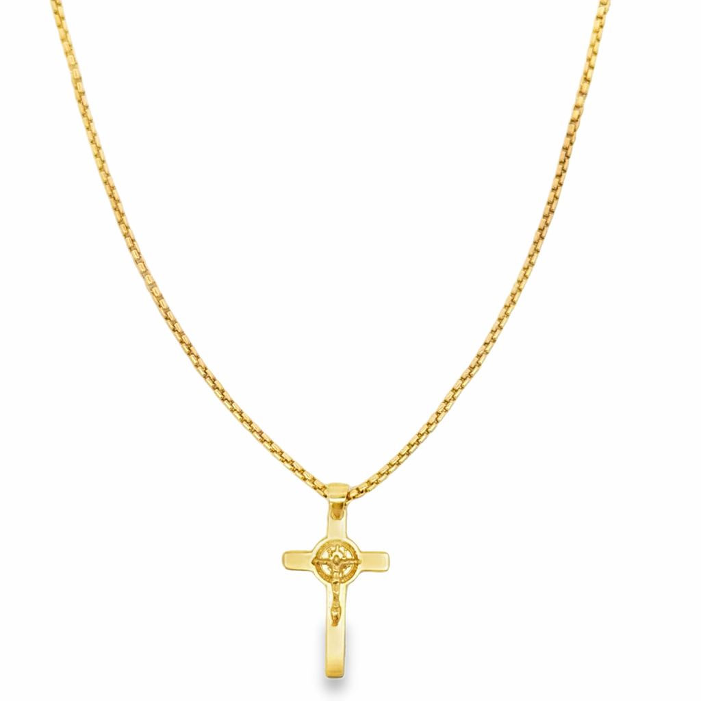 Yellow Gold Chain Necklace with Cross Pendant