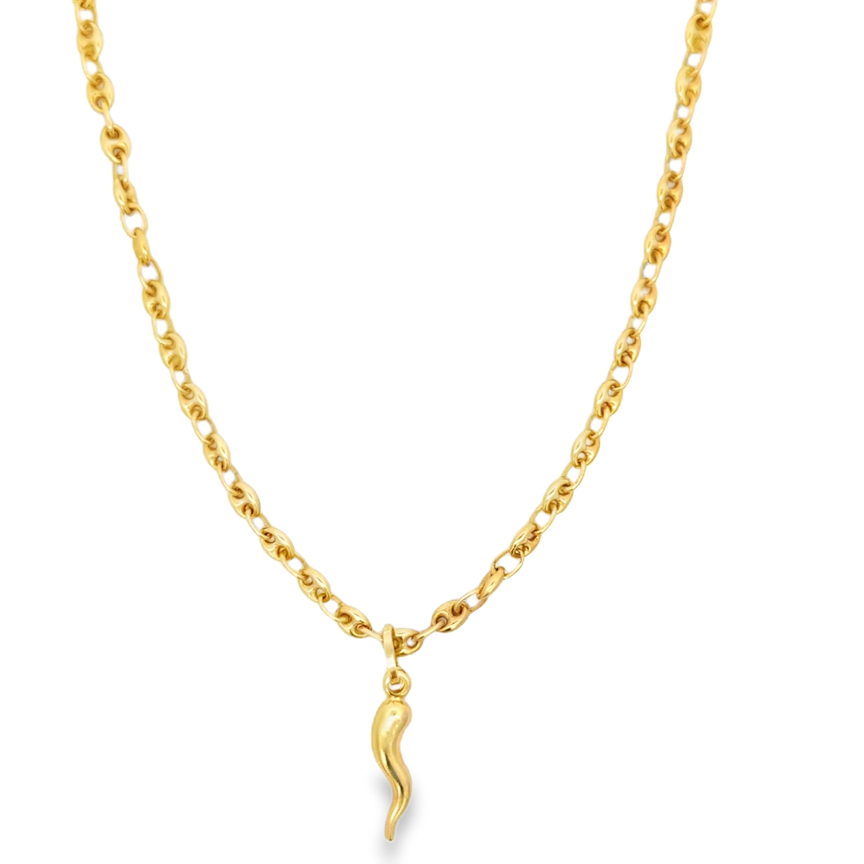 Yellow Gold Cornicello Horn Charm Necklace