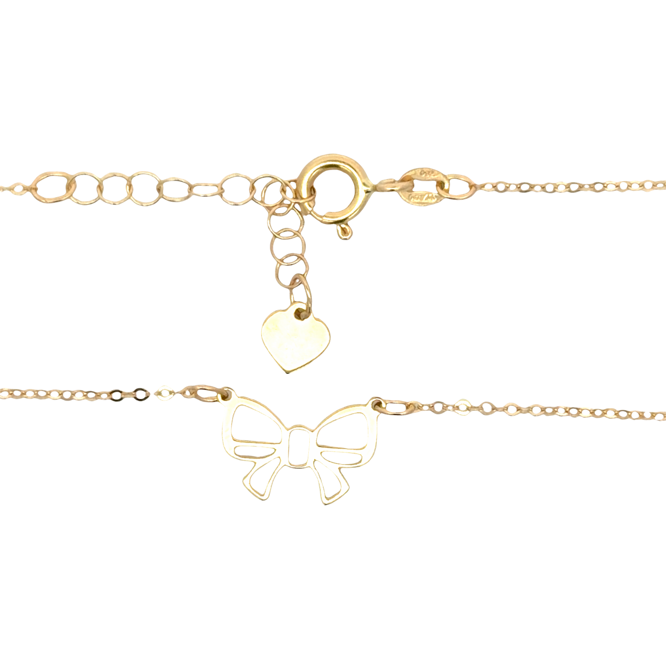 Delicate Yellow Gold Openwork Bow Chain Necklace