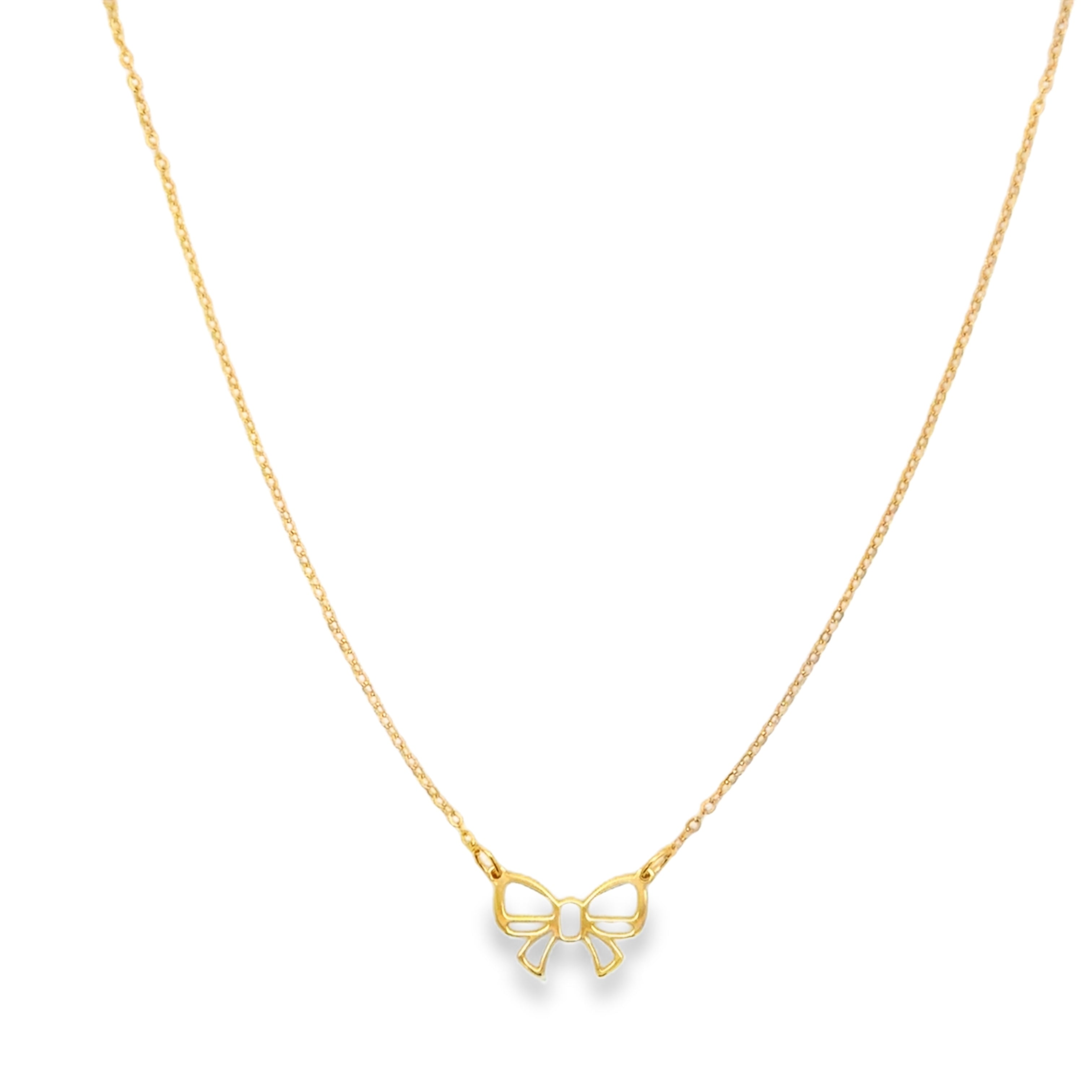 Delicate Yellow Gold Openwork Bow Chain Necklace