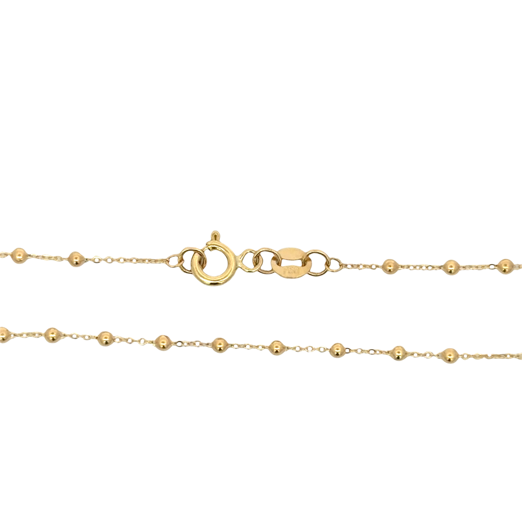 Delicate Yellow Gold Beaded Chain Necklace