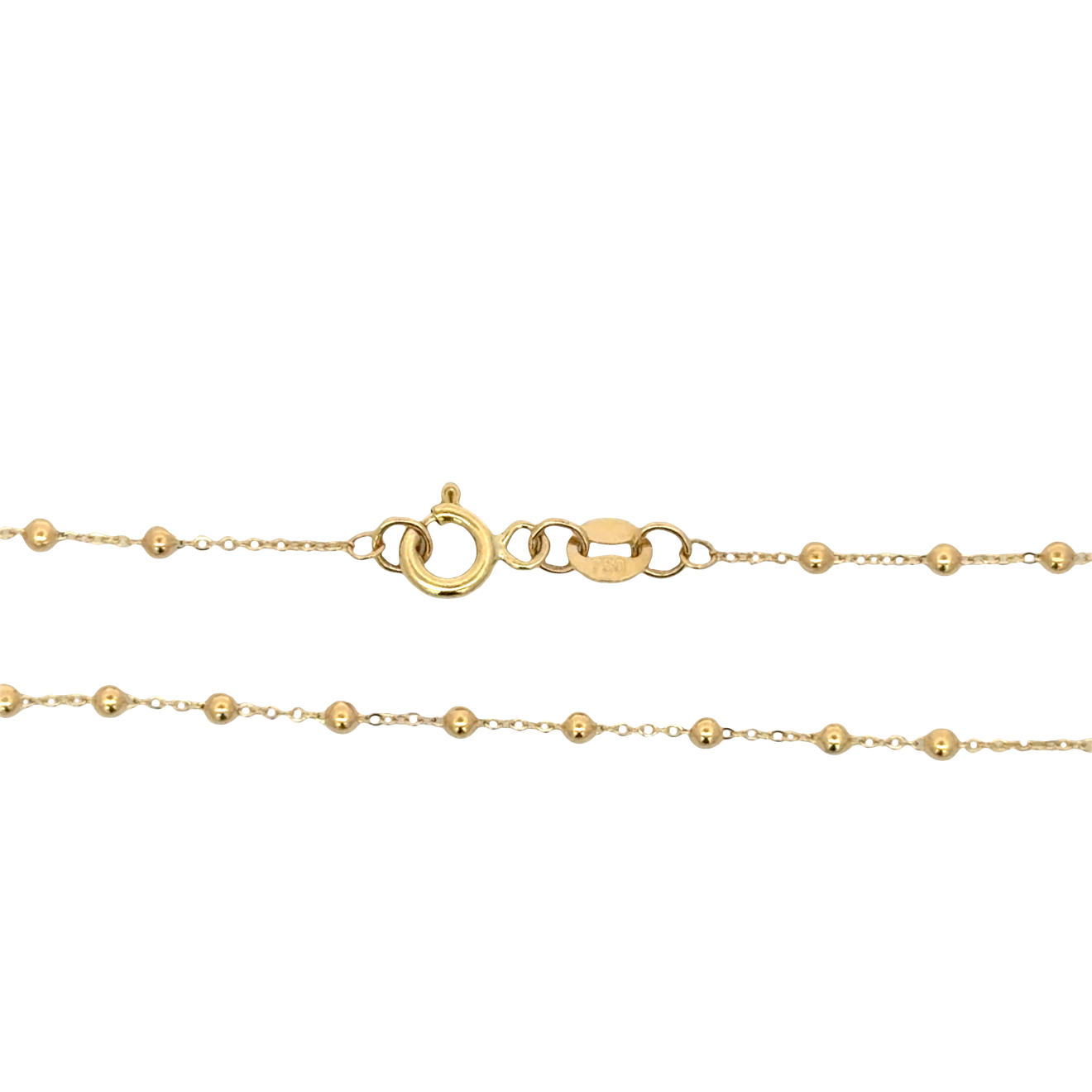 Delicate Yellow Gold Beaded Chain Necklace