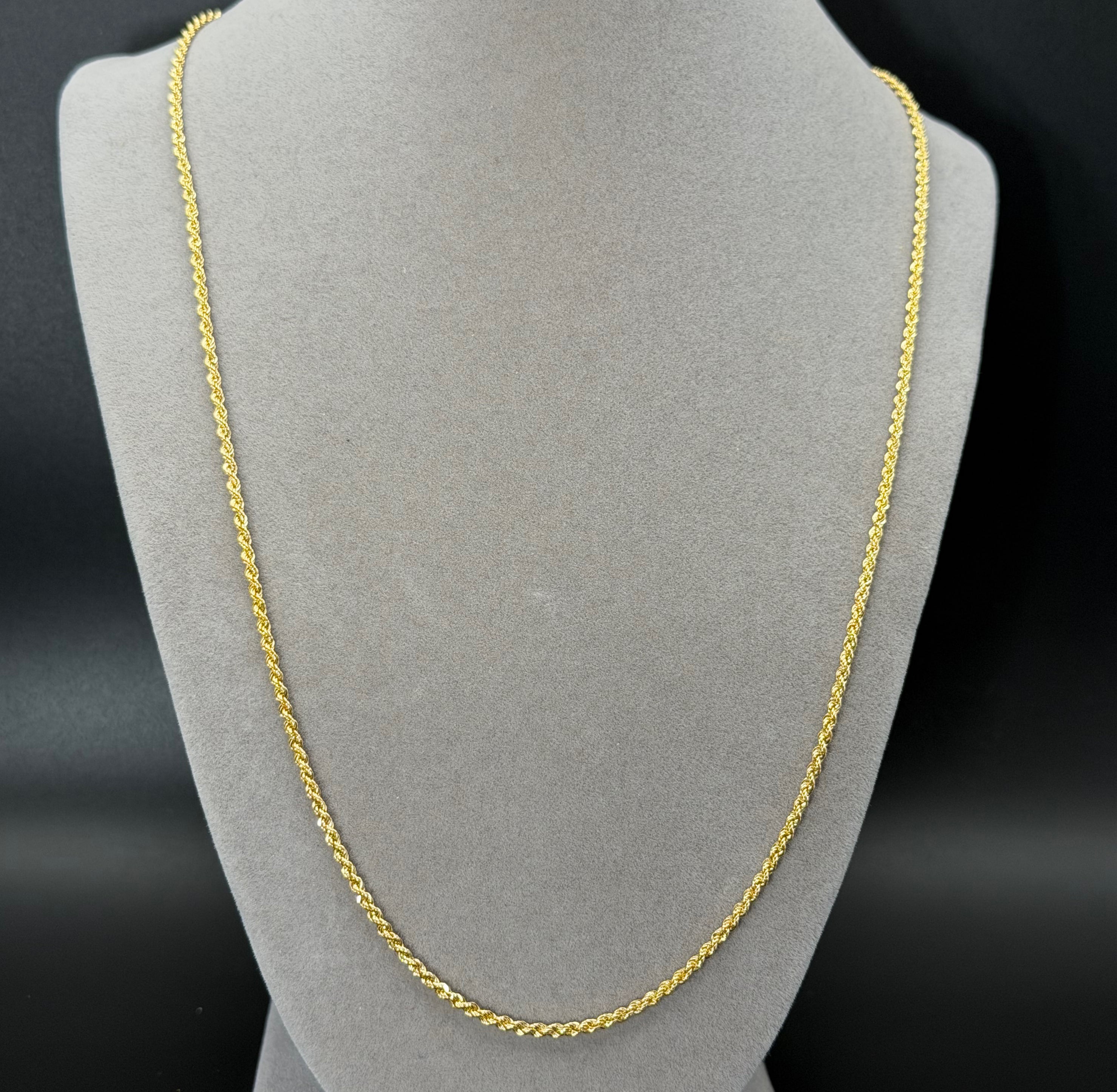 Classic Yellow Gold Rope Chain Necklace