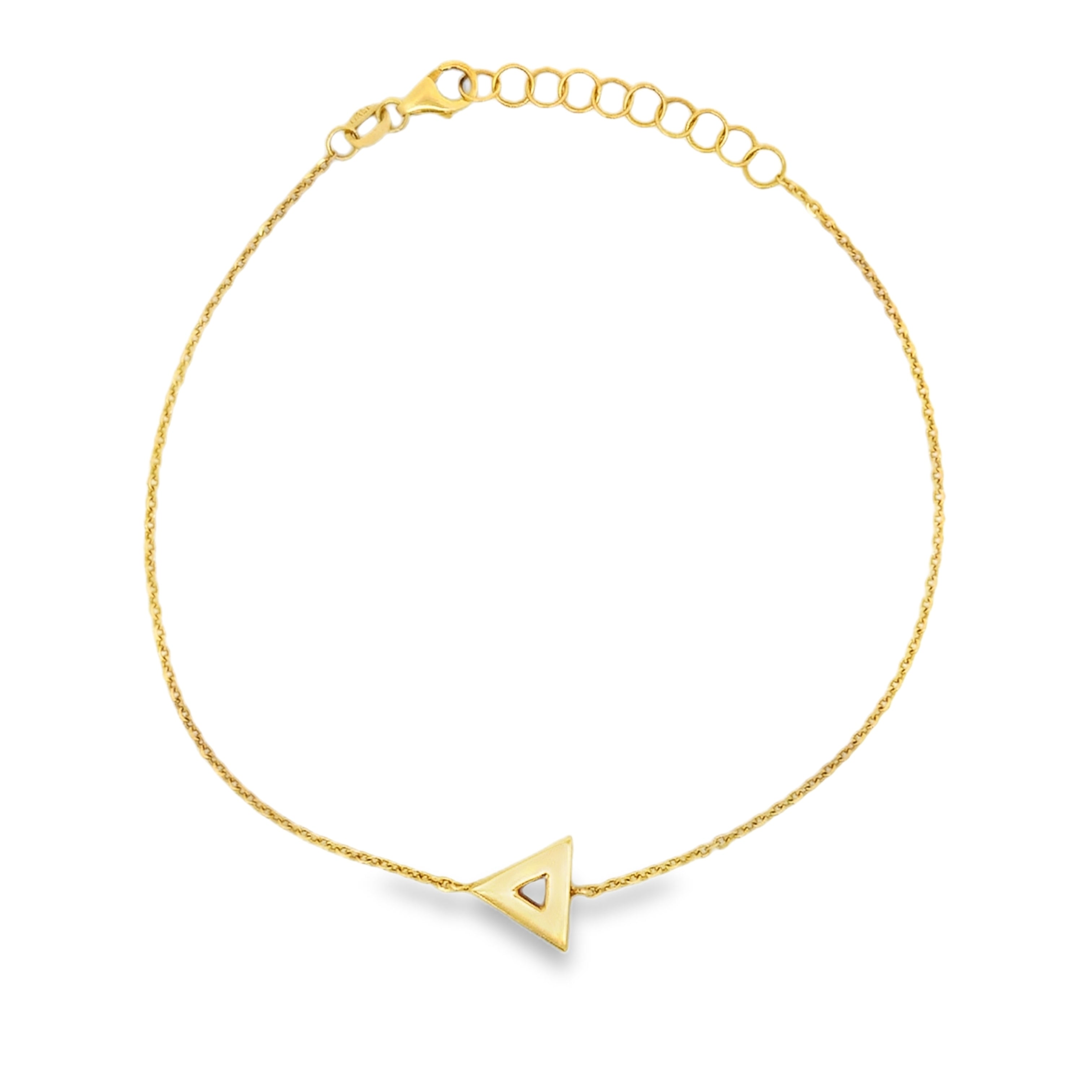 Geometric Triangle Charm Chain Bracelet in Yellow Gold