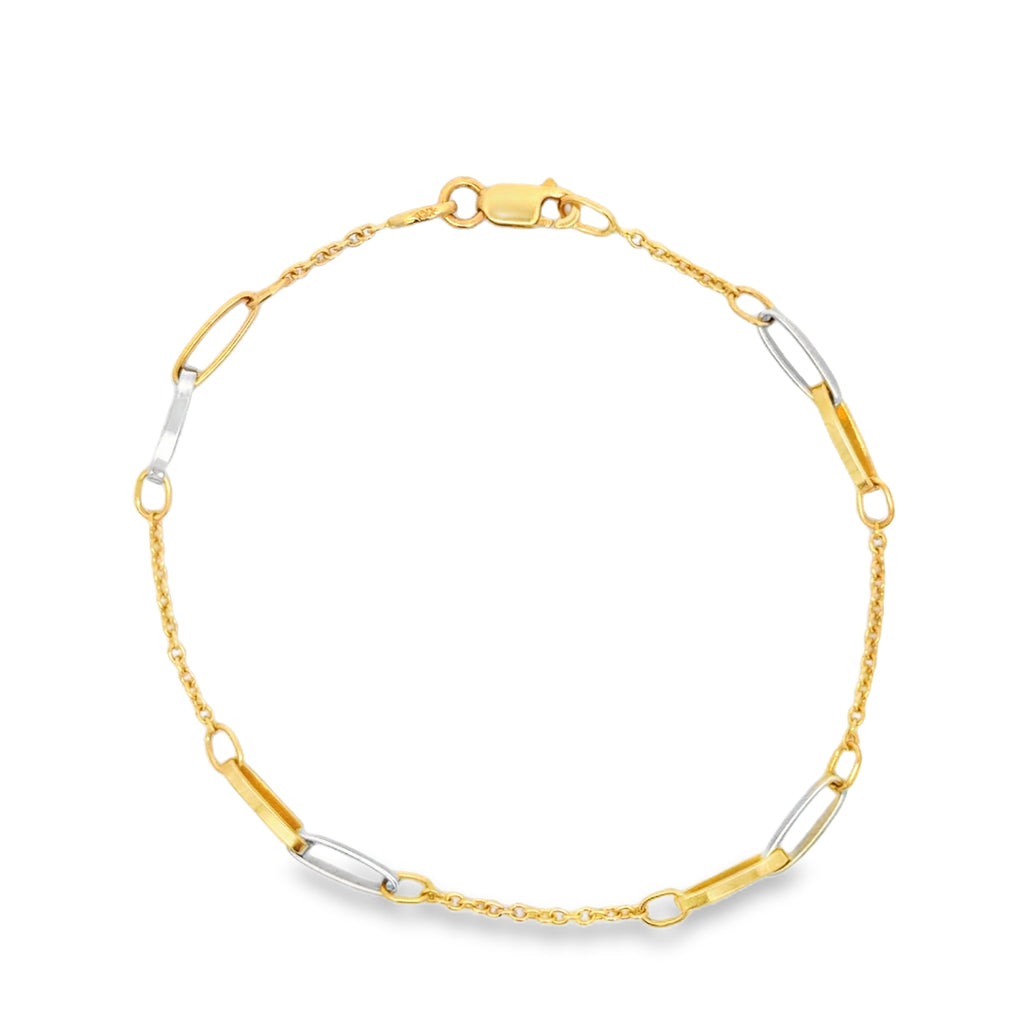 Two-Tone Mixed Link Chain Bracelet in Yellow Gold