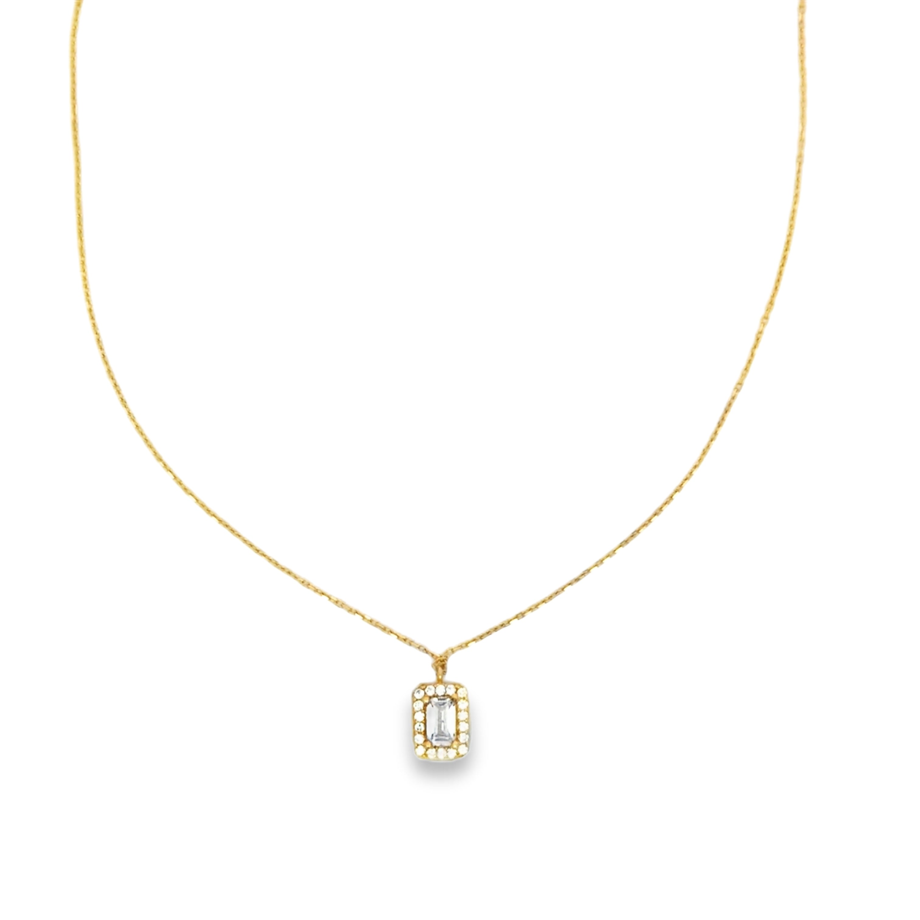 Yellow Gold zirconia Halo Pendant Necklace
