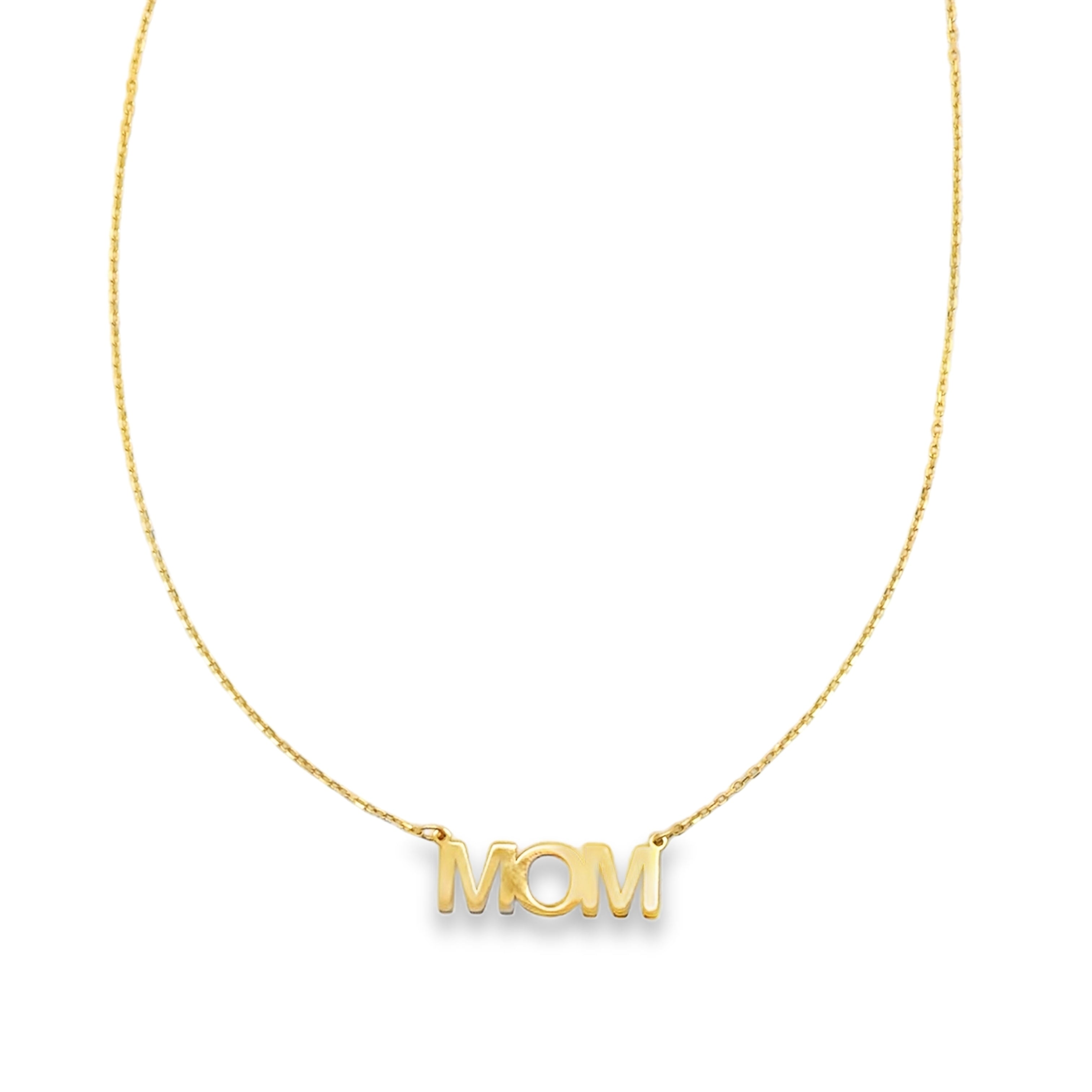 Yellow Gold 'MOM' Monogram Necklace