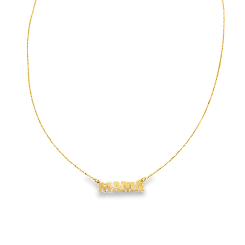 Yellow Gold MAMA Letter Pendant Necklace
