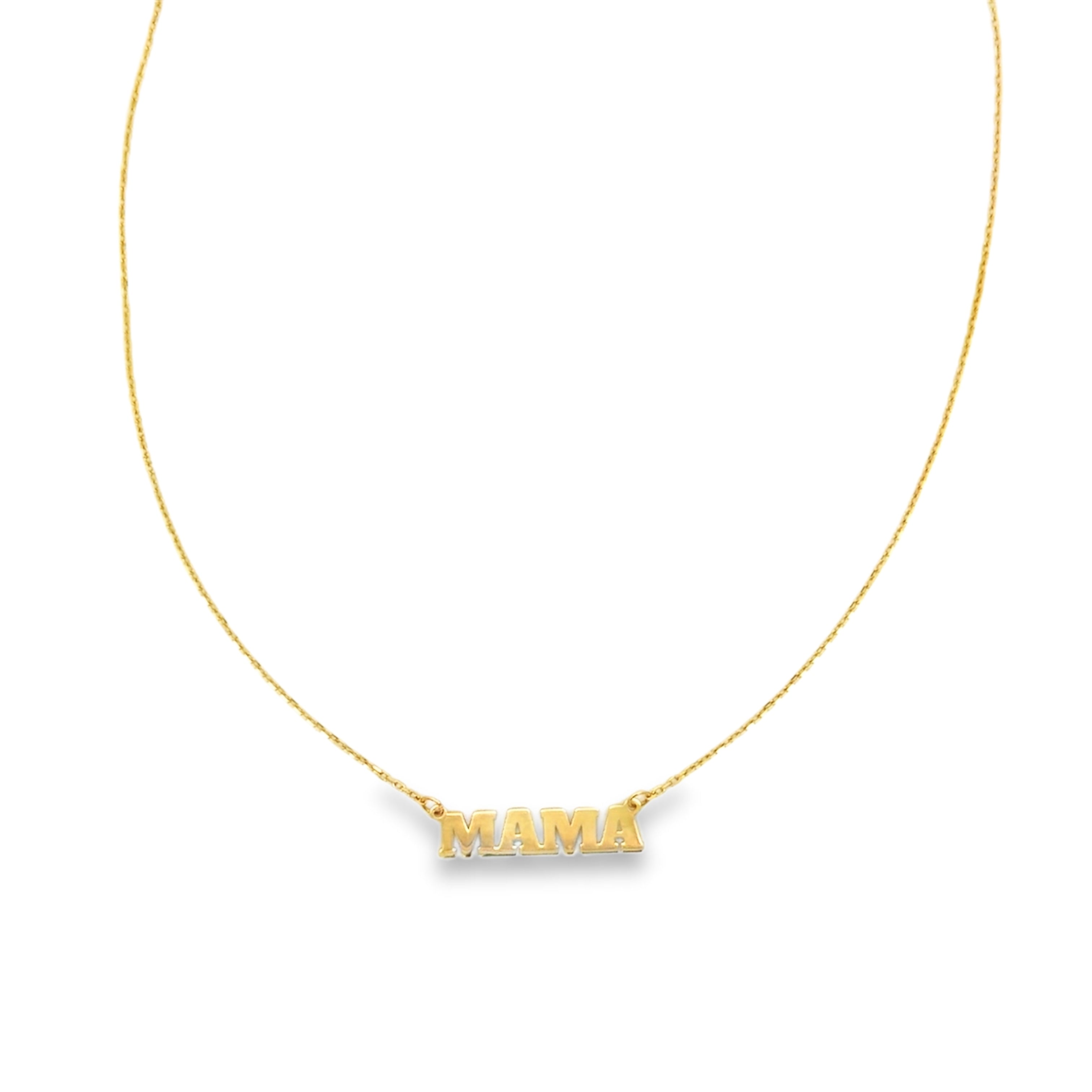 Yellow Gold MAMA Letter Pendant Necklace