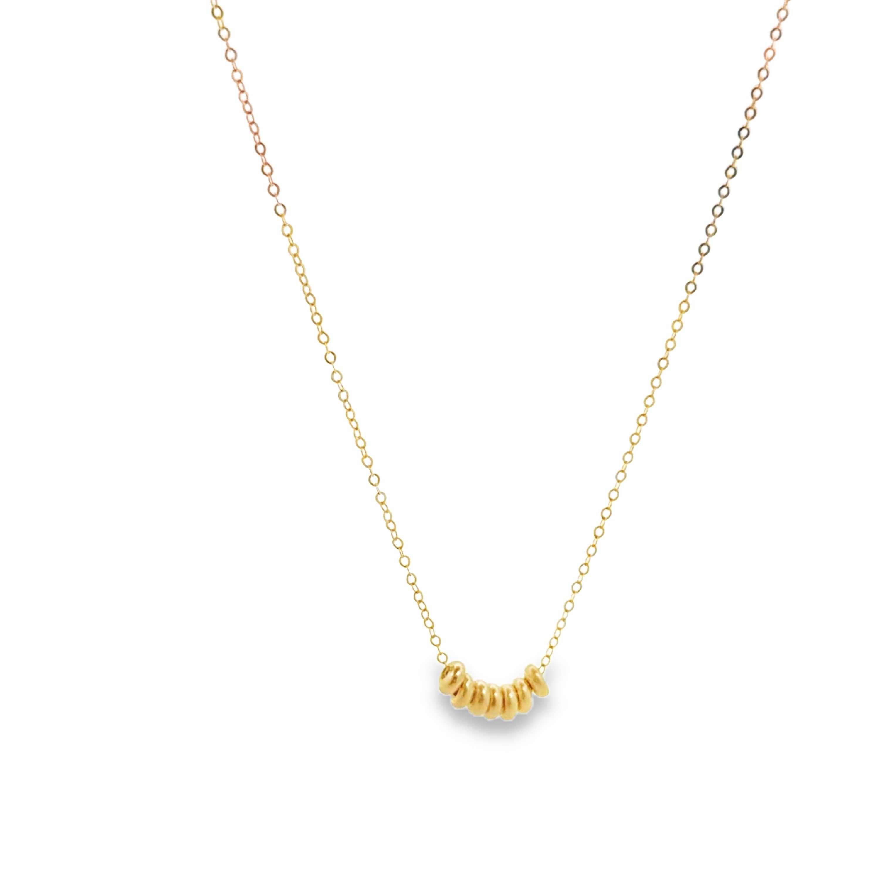 Yellow Gold Minimalist Beaded Station Necklace