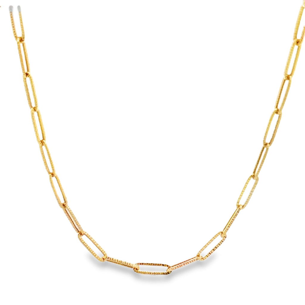Pavé Paperclip Chain Necklace in Yellow Gold