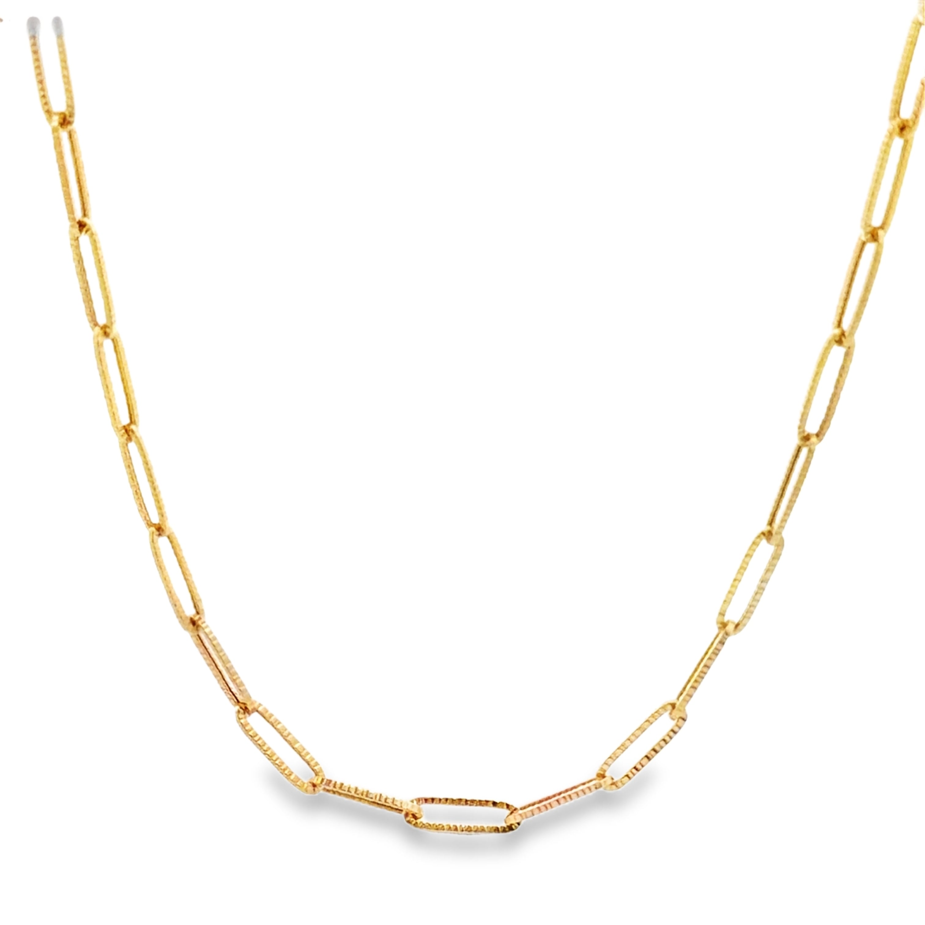 Pavé Paperclip Chain Necklace in Yellow Gold