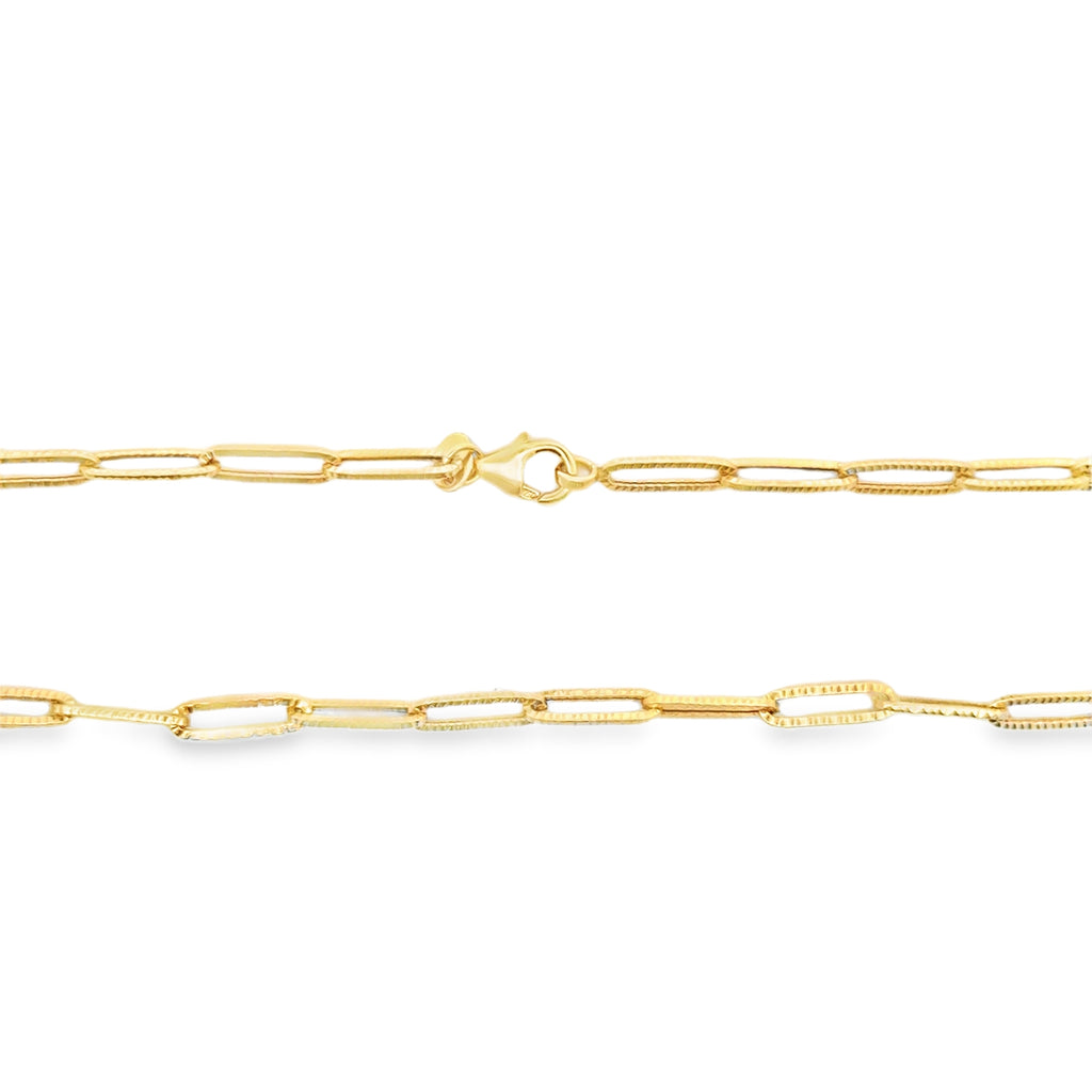 Pavé Paperclip Chain Necklace in Yellow Gold