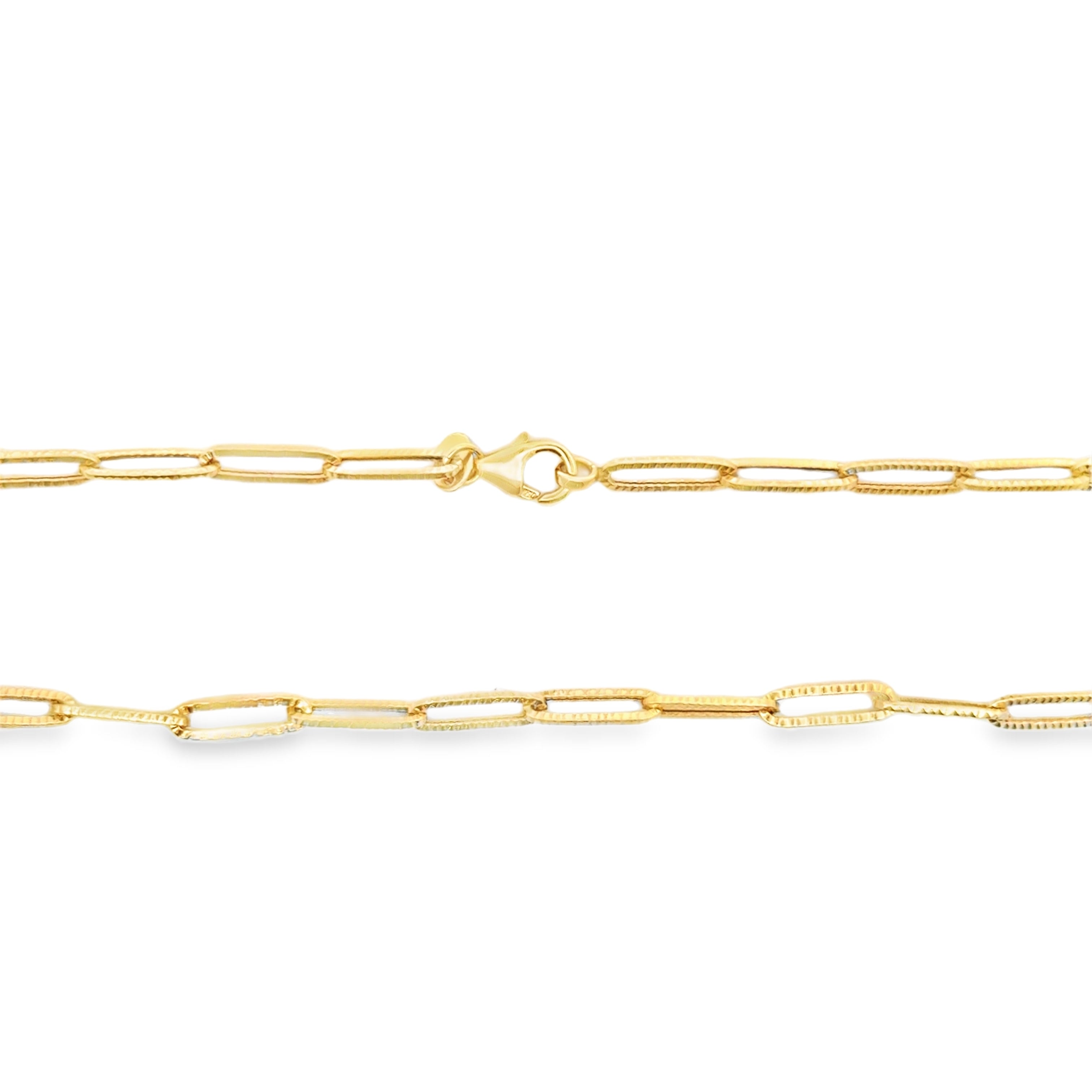 Pavé Paperclip Chain Necklace in Yellow Gold