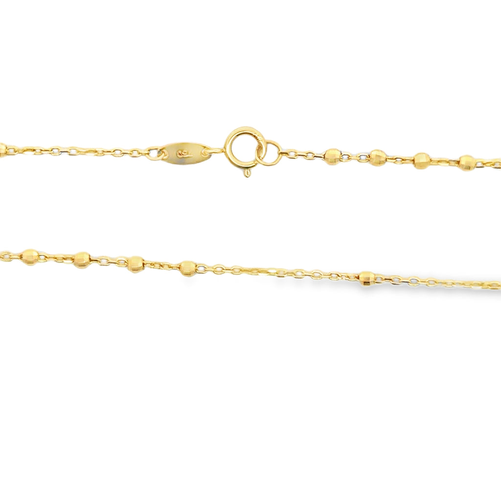 Yellow Gold Beaded Rosary Necklace with Cross Pendant