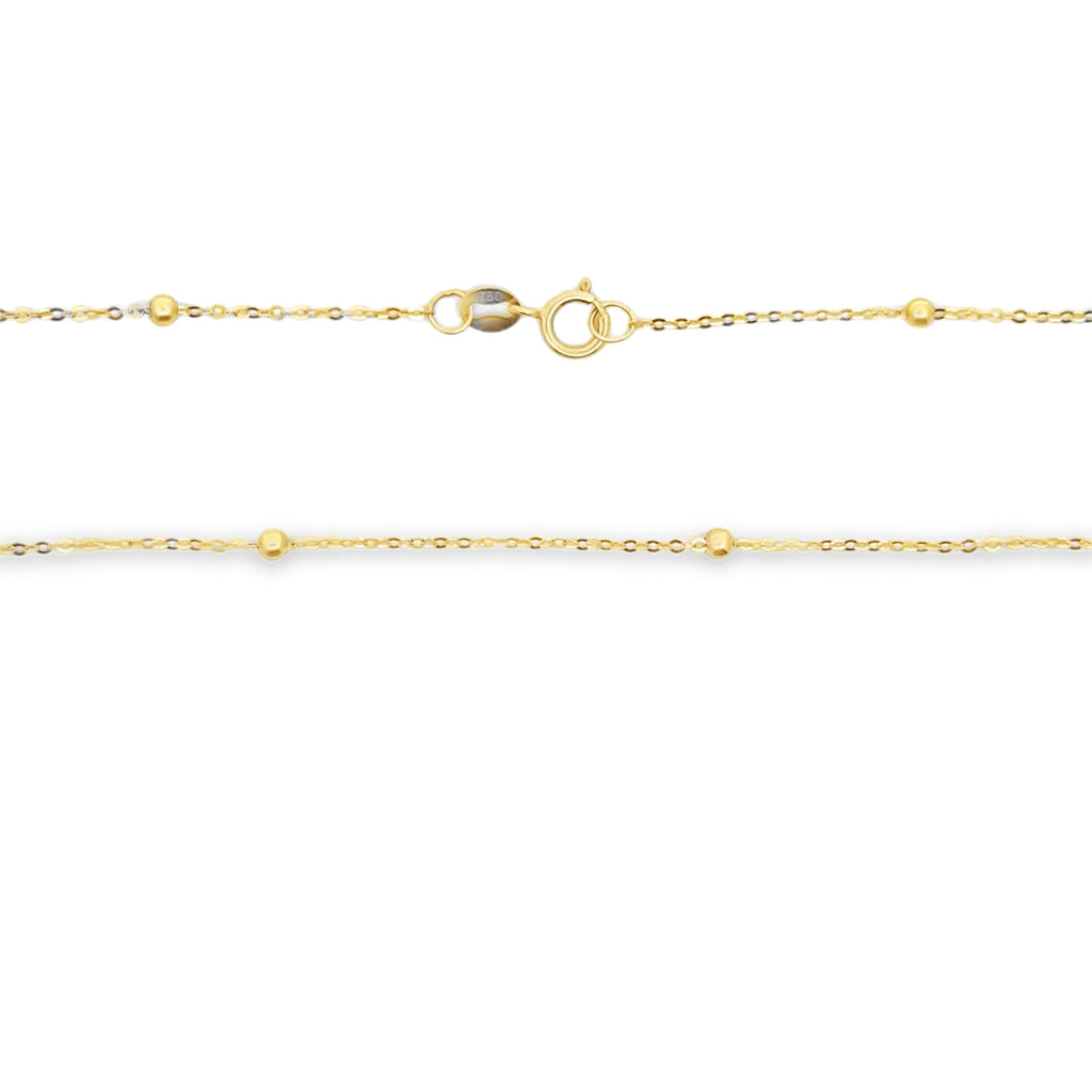 Yellow Gold Beaded Chain Necklace