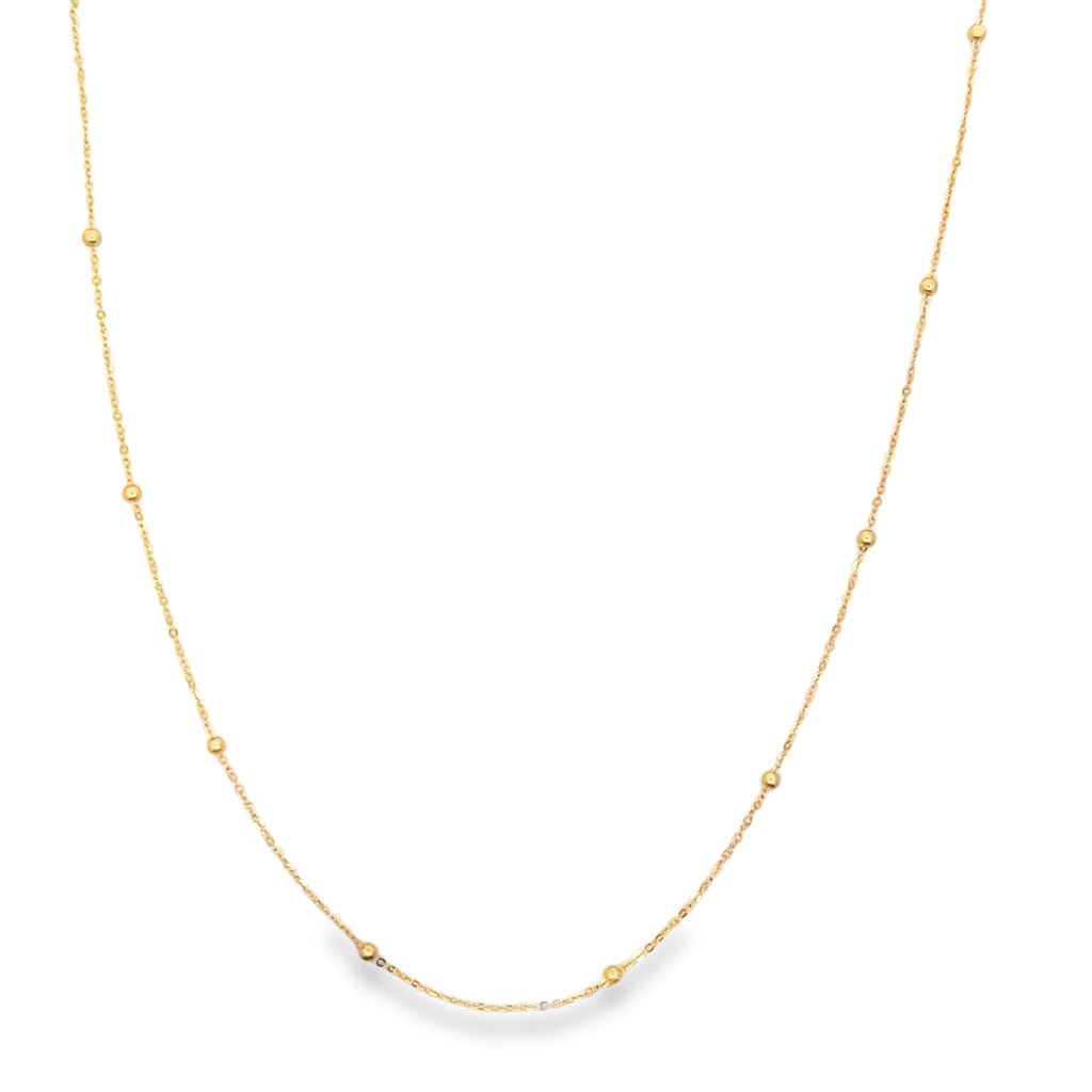 Yellow Gold Beaded Chain Necklace