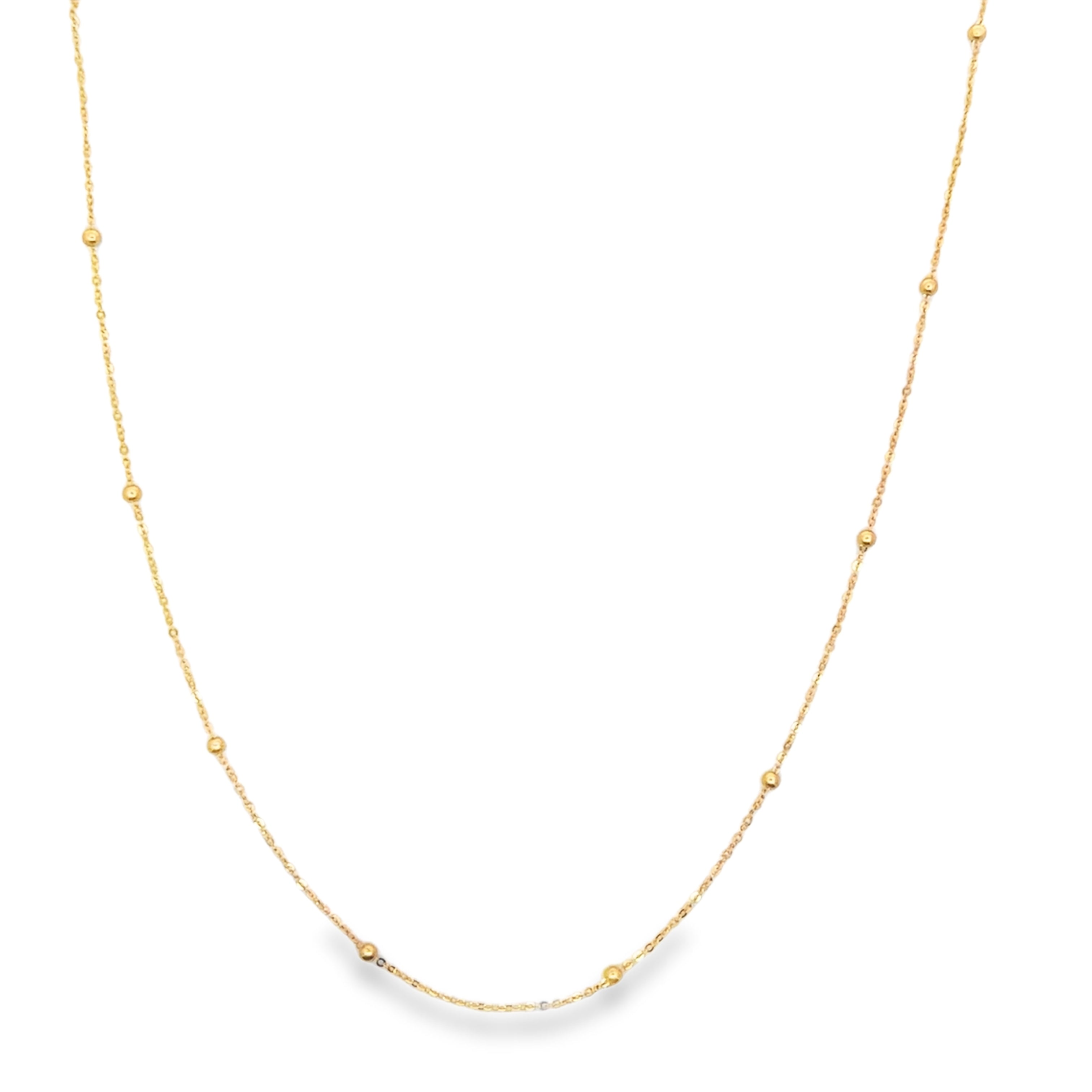 Yellow Gold Beaded Chain Necklace
