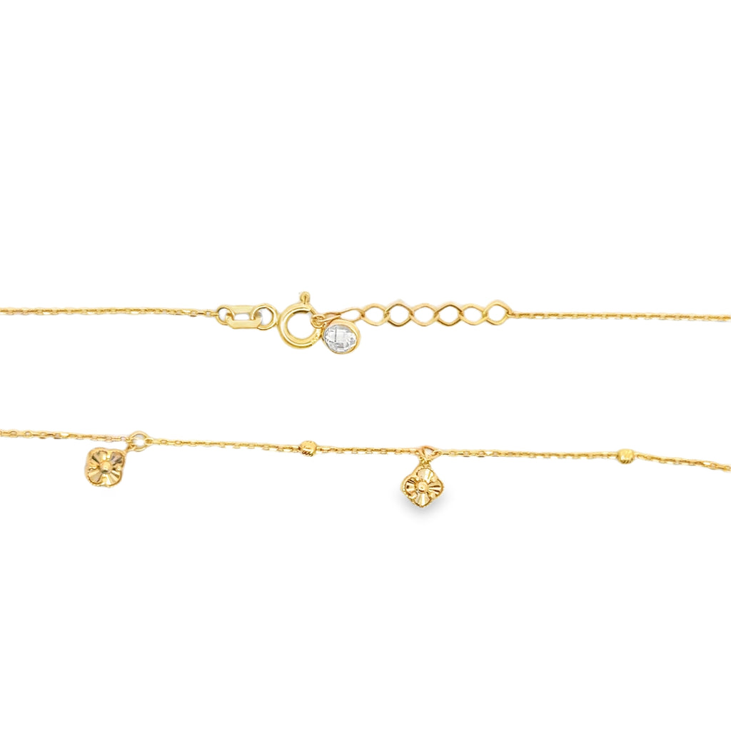 Yellow Gold Delicate Station Charm Necklace