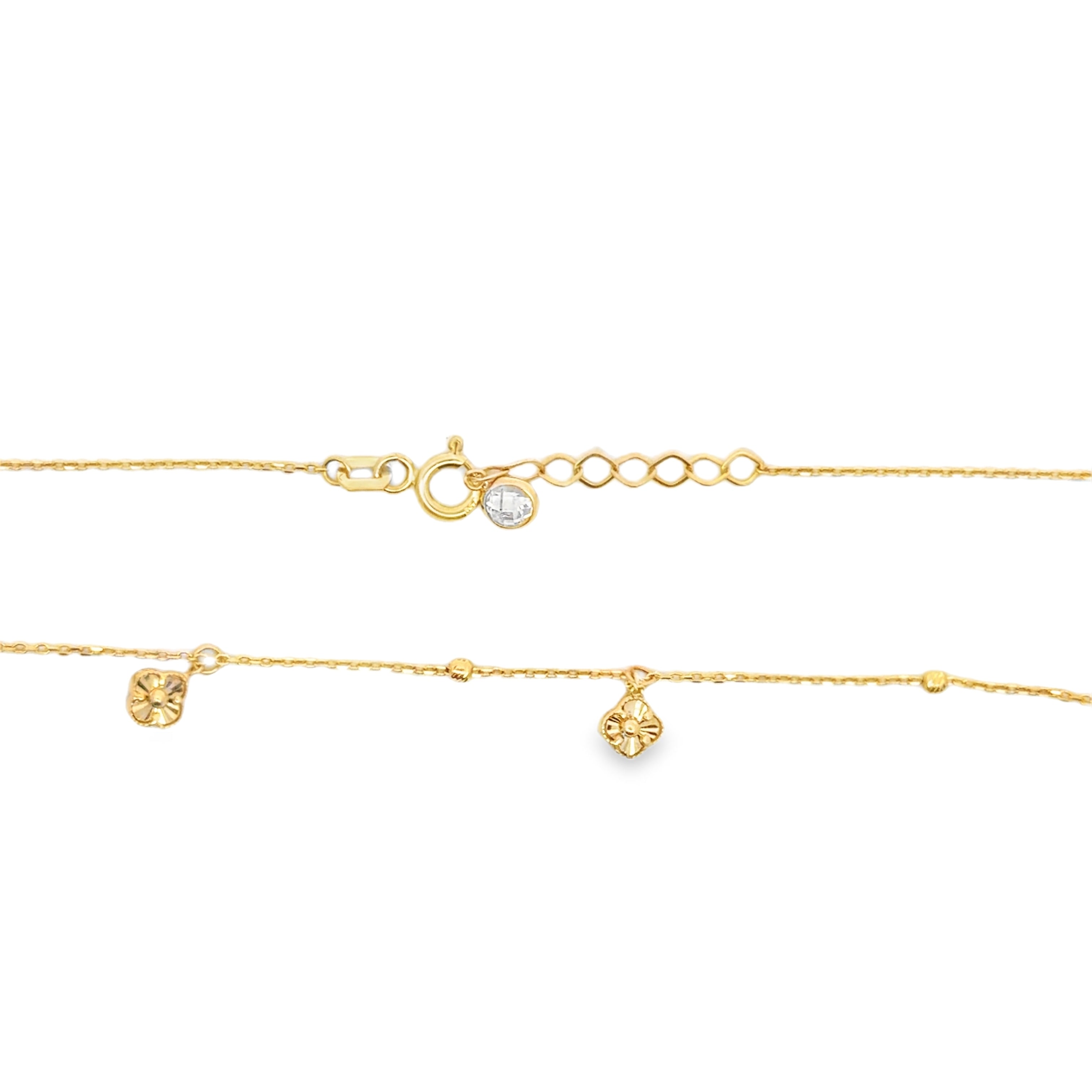 Yellow Gold Delicate Station Charm Necklace