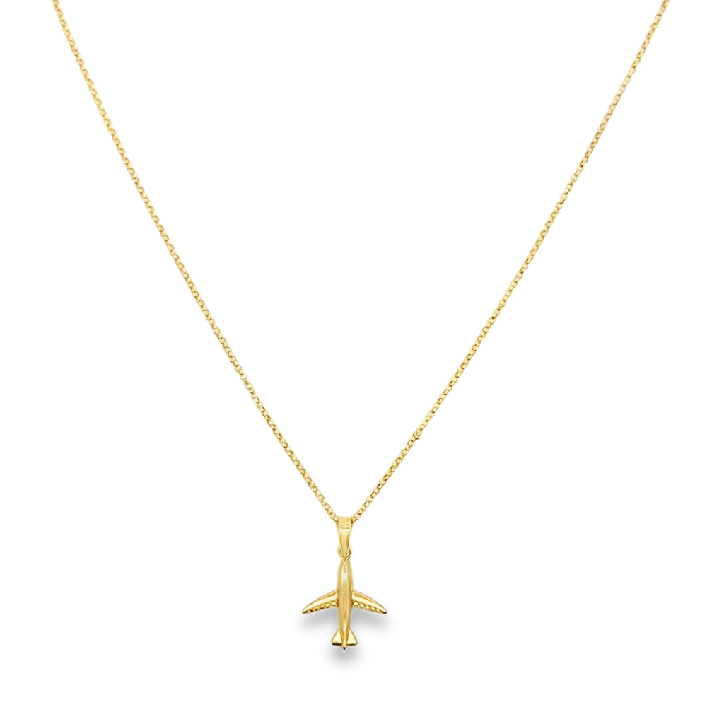 Yellow Gold Airplane Pendant Necklace