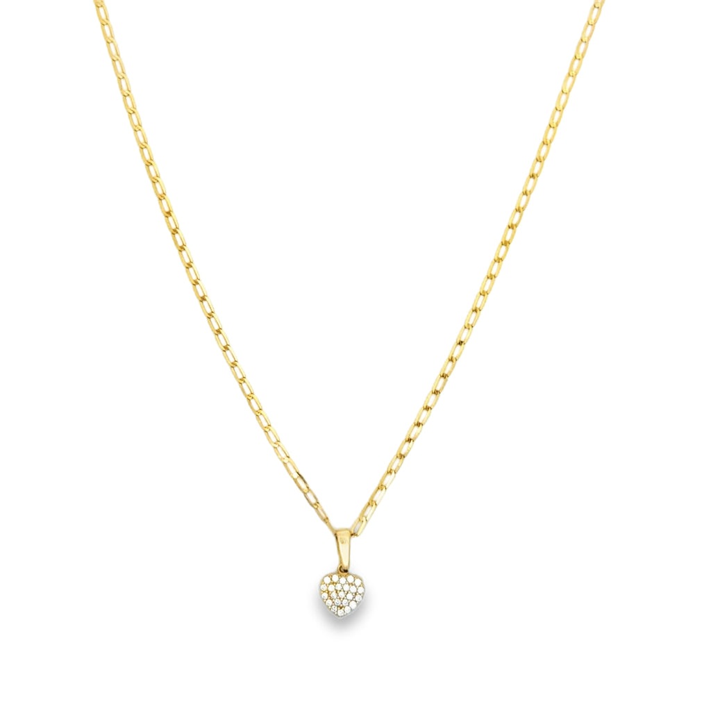 Yellow Gold zirconia  Heart Pendant Necklace