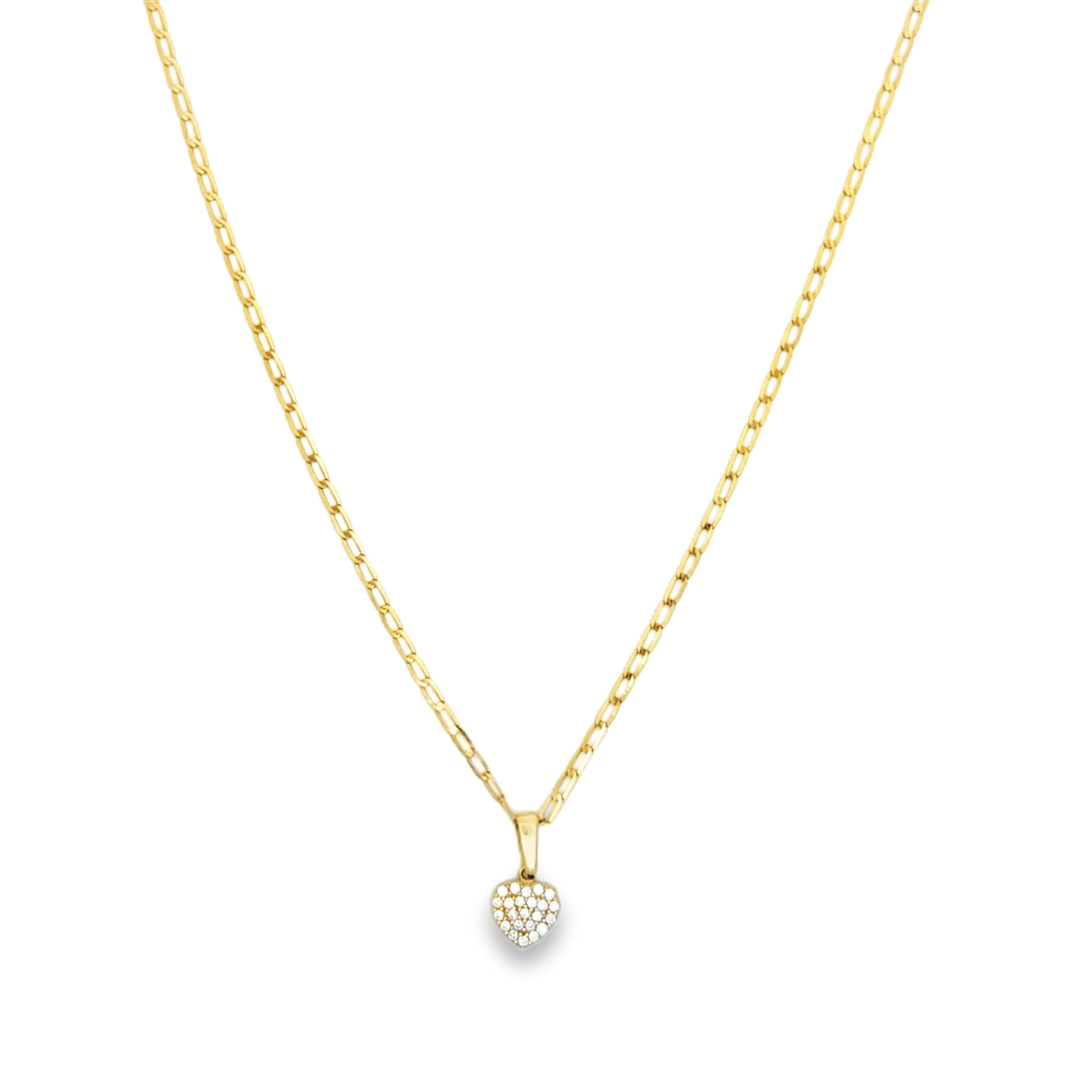 Yellow Gold zirconia  Heart Pendant Necklace
