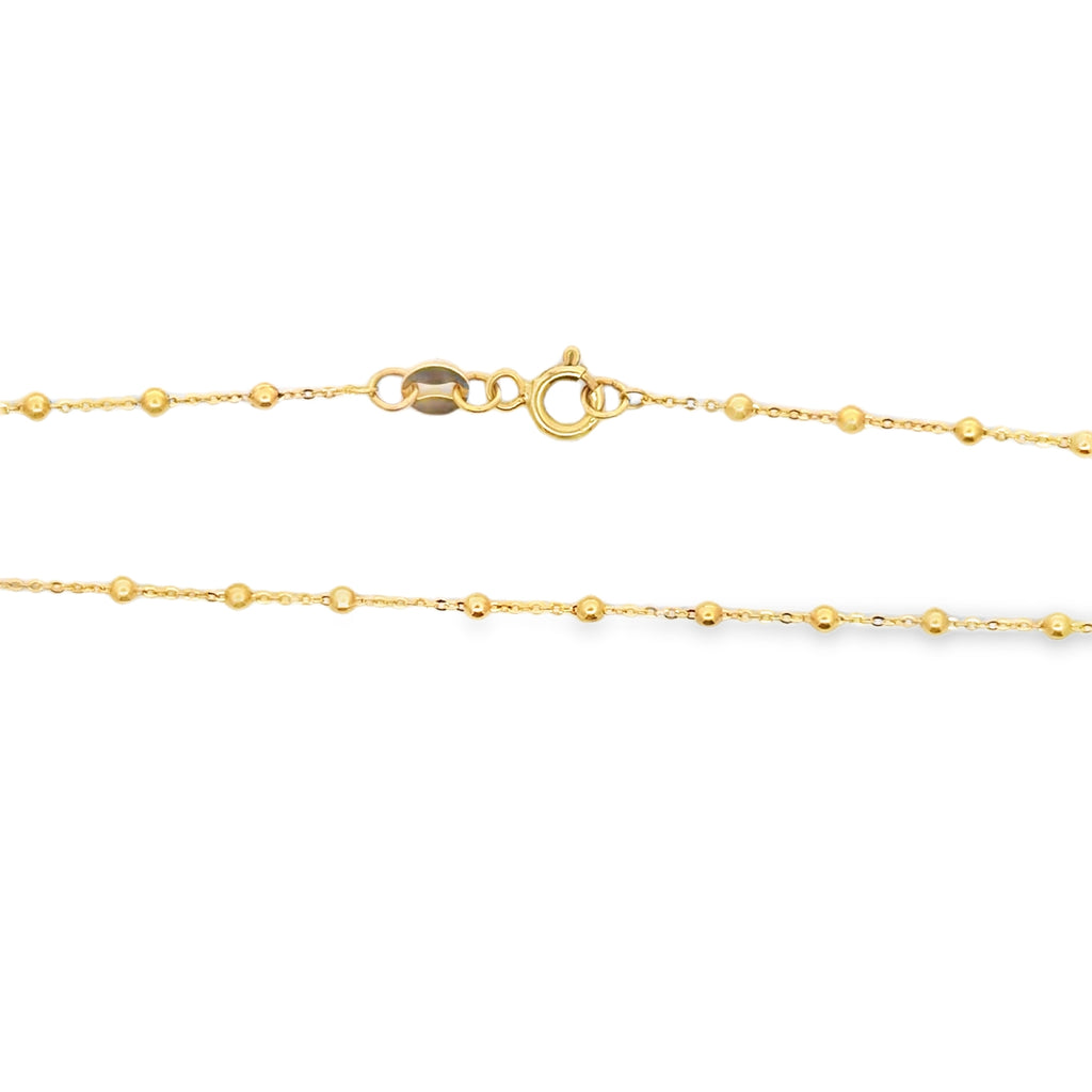 Yellow Gold Beaded Rosary Y-Necklace with Cross Pendant