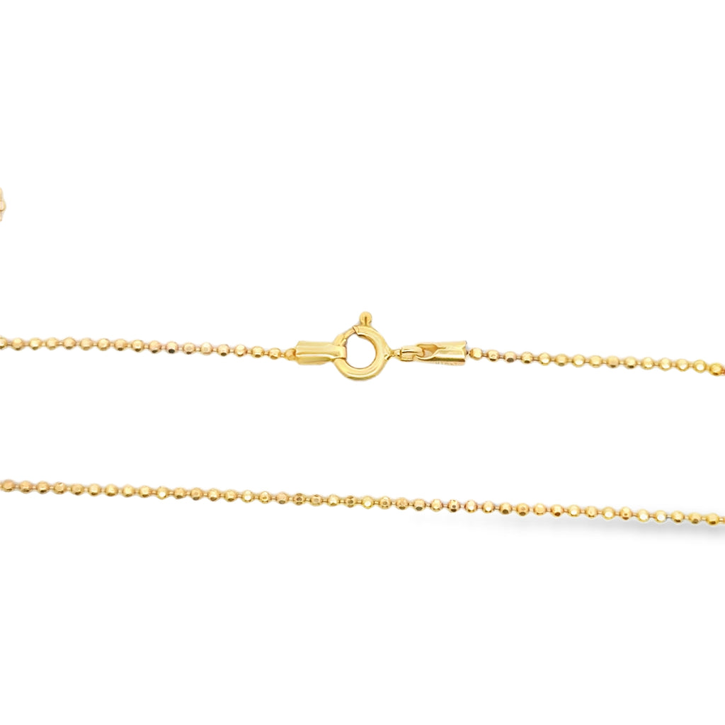Diamond Heart Pendant on Yellow Gold Beaded Chain