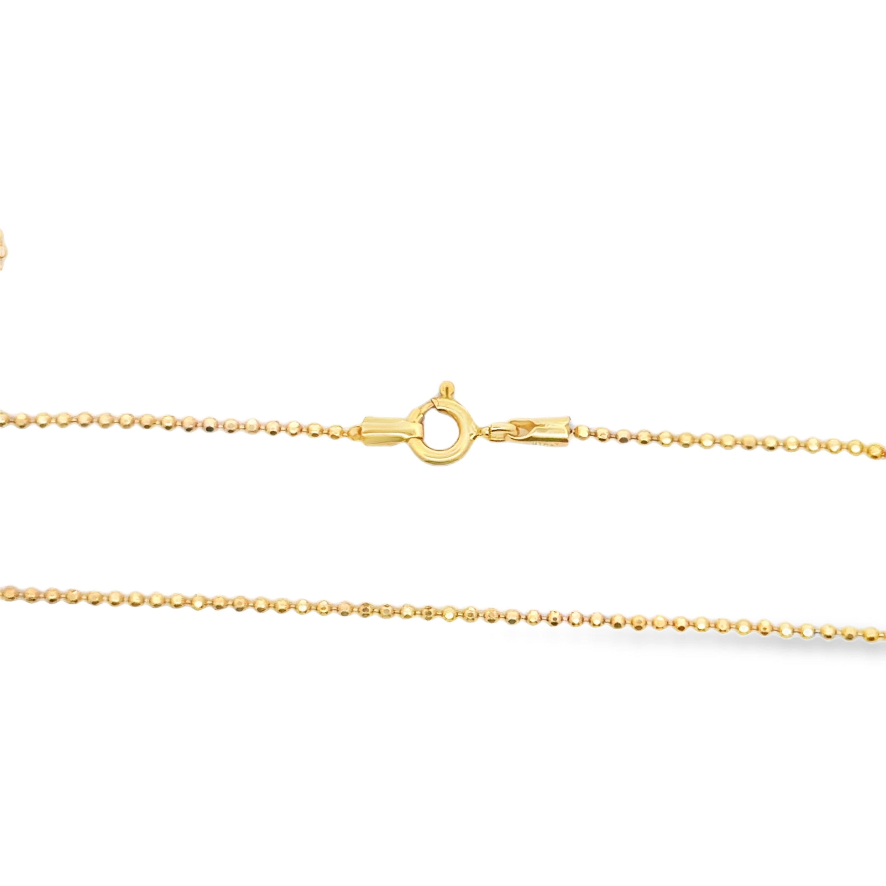 Diamond Heart Pendant on Yellow Gold Beaded Chain