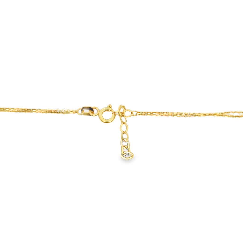 Yellow Gold Layered Cross and Textured Heart Necklace