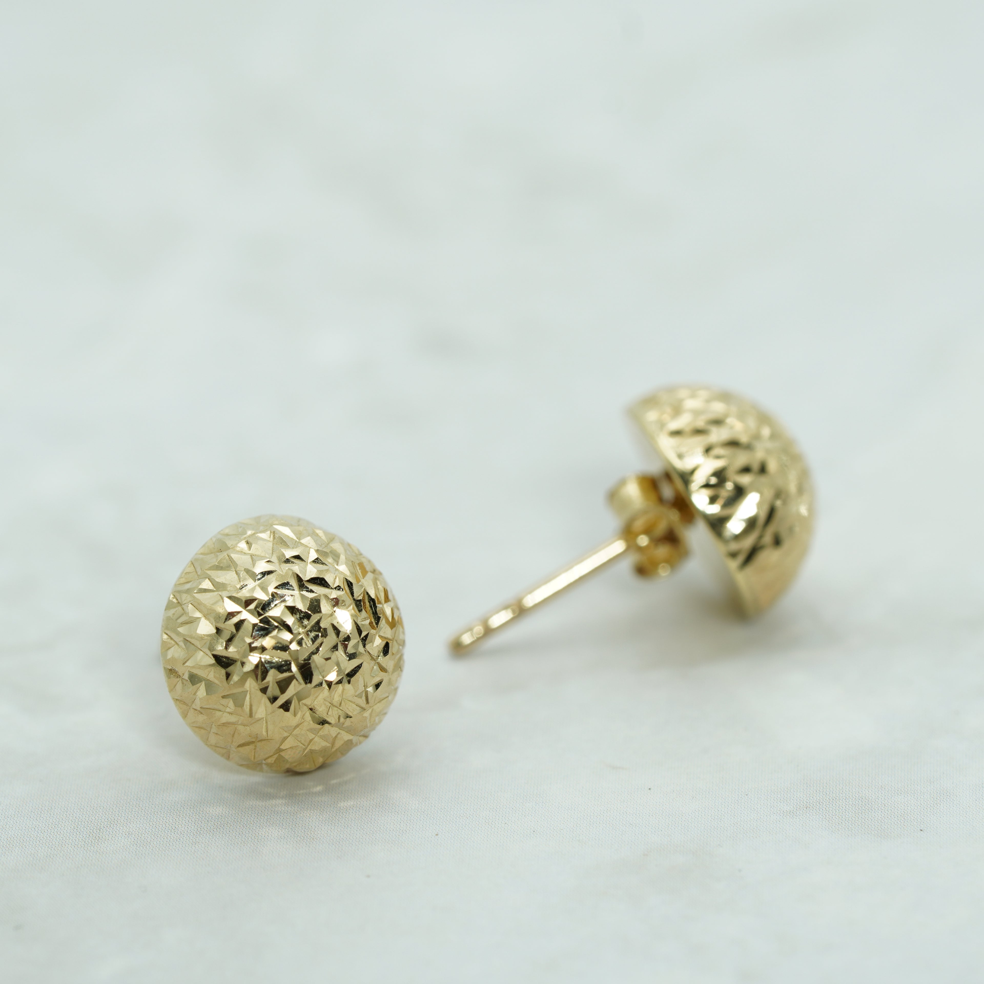 Textured Dome Stud Earrings in Yellow Gold