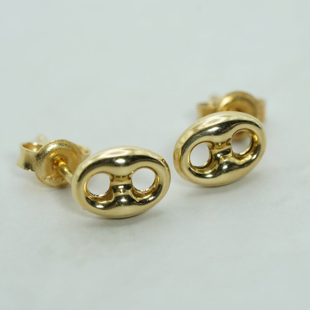 Polished Yellow Gold Mariner Link Stud Earrings
