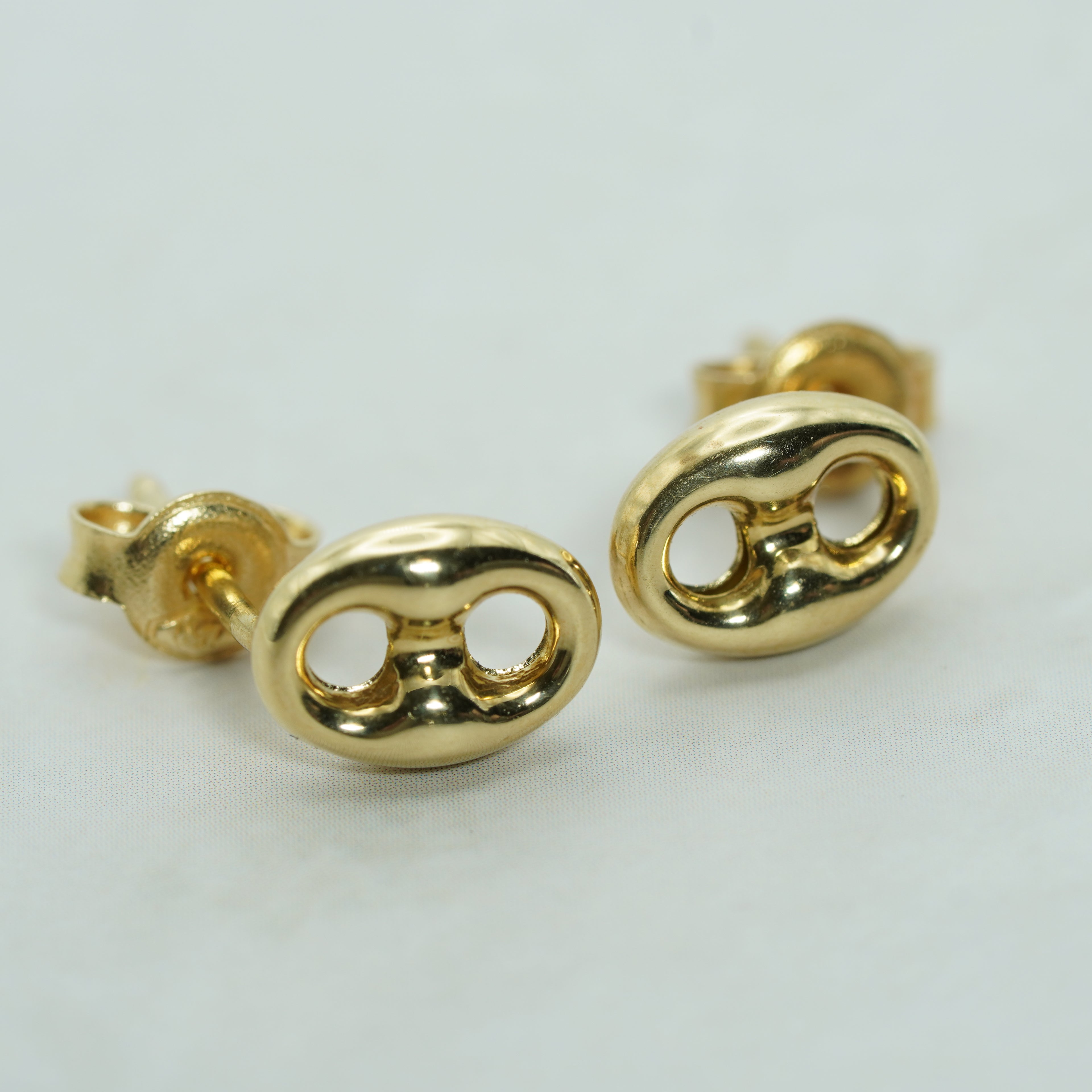 Polished Yellow Gold Mariner Link Stud Earrings
